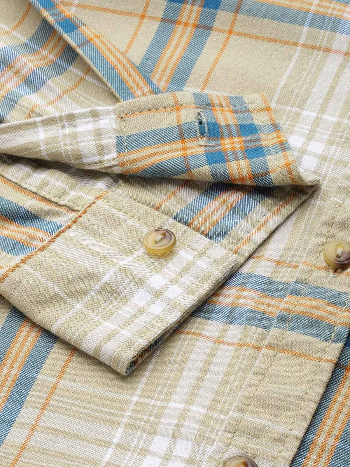 The Indian Garage Co Men's Slim Fit Checked Casual Shirt | Green - S