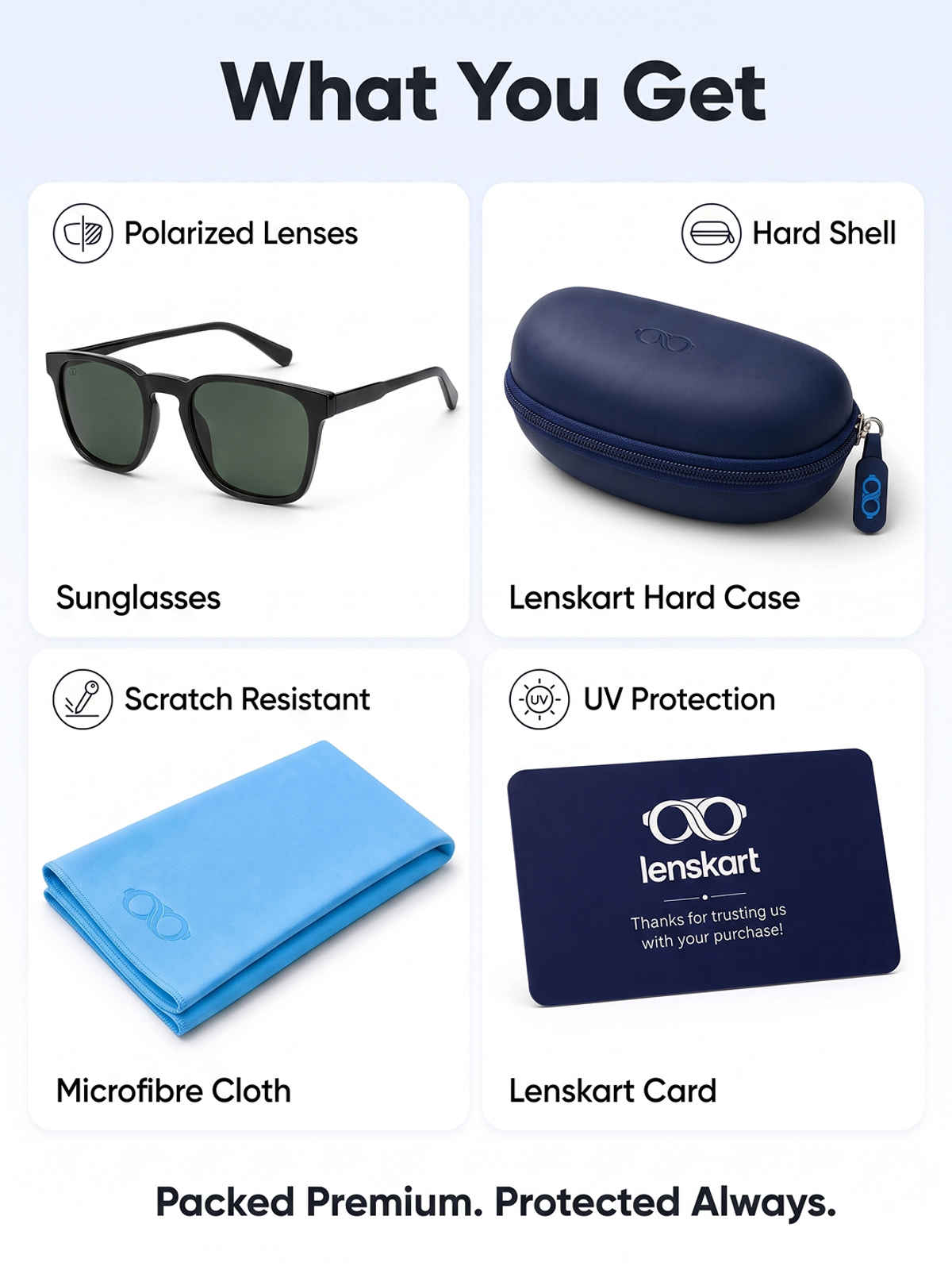 Vincent Chase By Lenskart Unisex Polycarbonate Wayfarer Sunglasses | Black - L