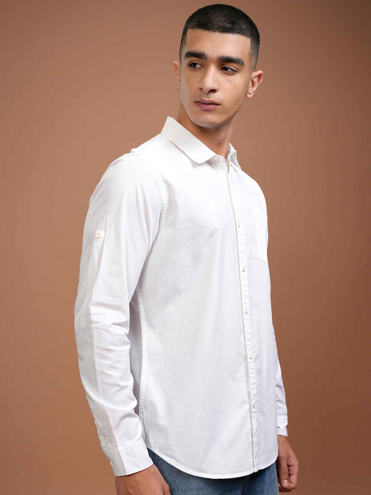 Highlander Men's Slim Fit Casual Shirt | White - M