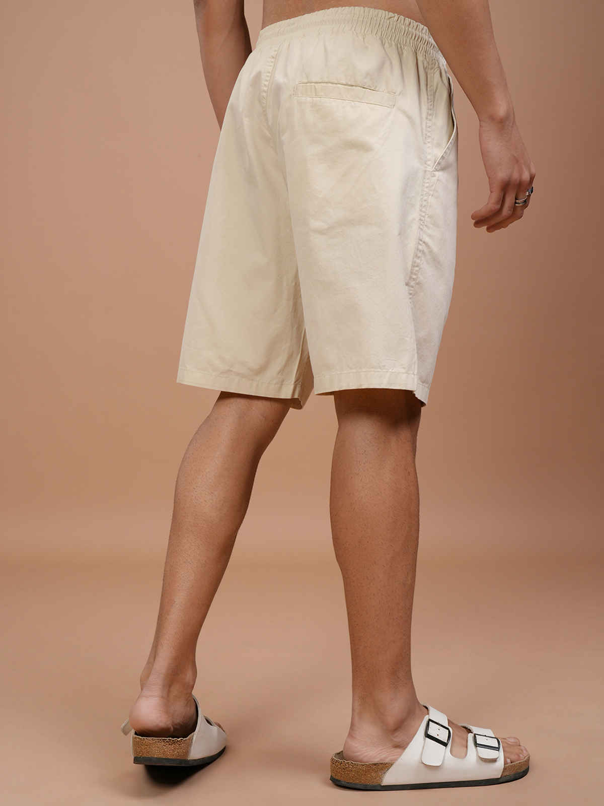 Highlander Men's Solid Regular Fit Shorts | Off White | 32 in