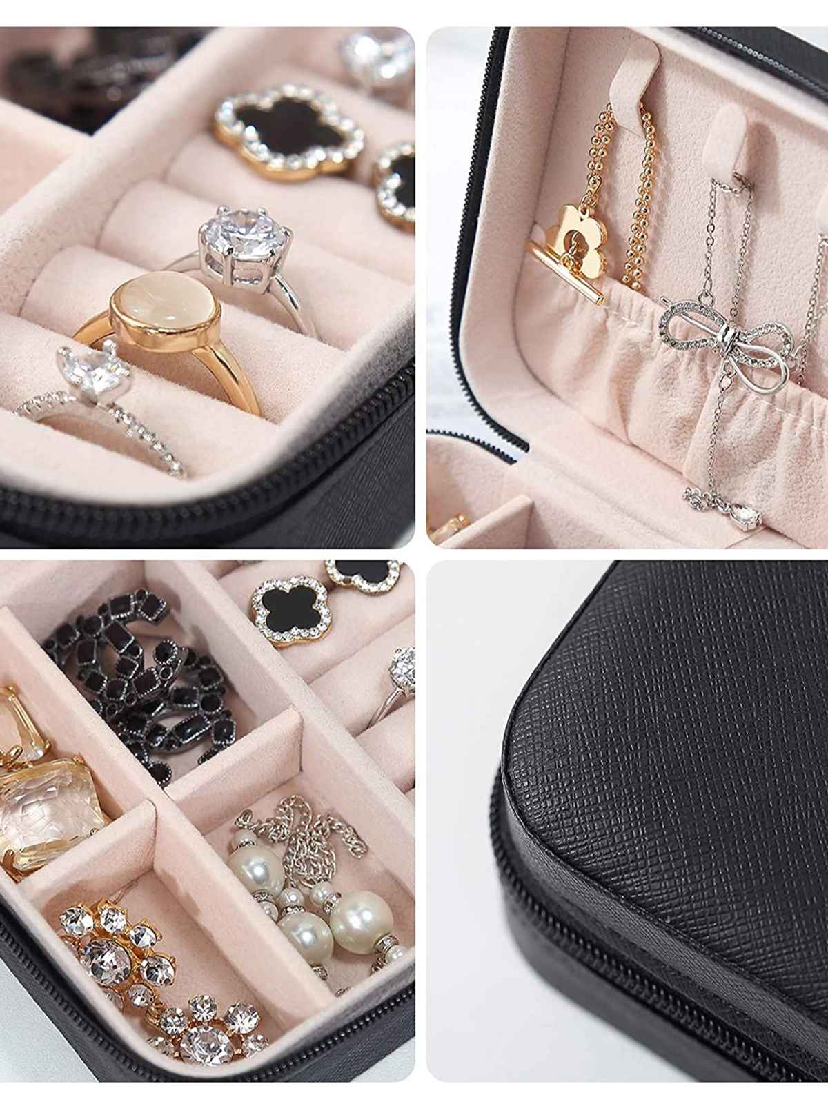 Youbella Jewellery Organiser Pu Leather Zipper Portable Storage Box Case(Jewellery - Box - 9)