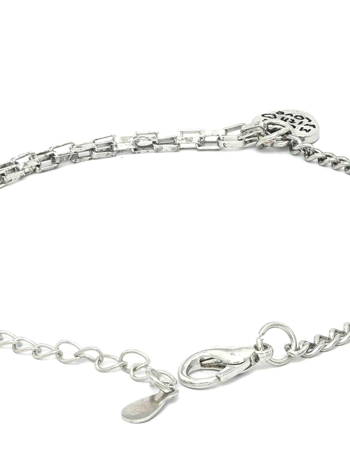 Prita By Priyassi Contemporary Silver Plated Heart Link Bracelet