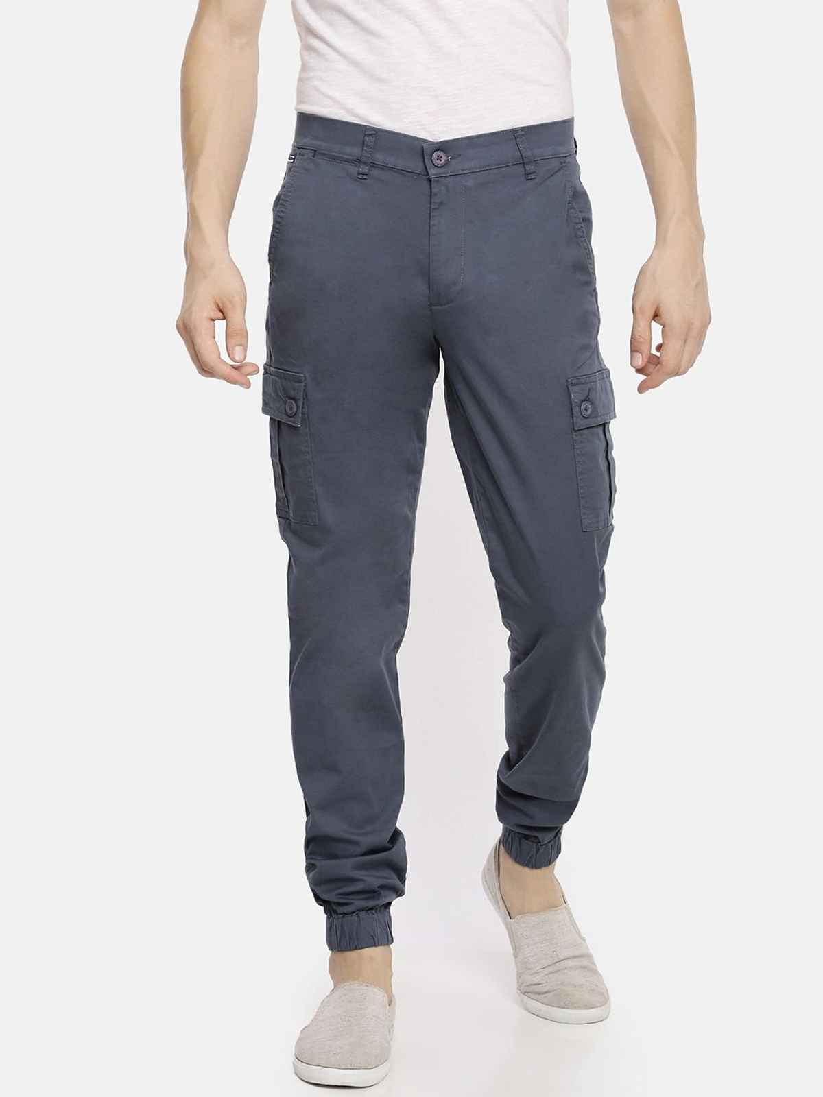 The Indian Garage Co Men's Slim Fit Solid Casual Trouser | Blue - 32