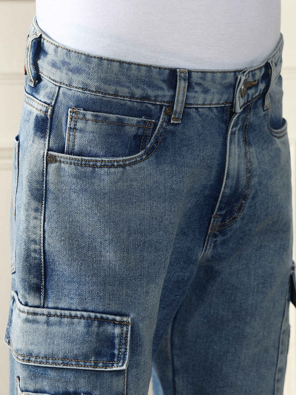 Dennis Lingo Men's Relaxed Fit Low Distress Light Fade Jeans | Light Blue - 36