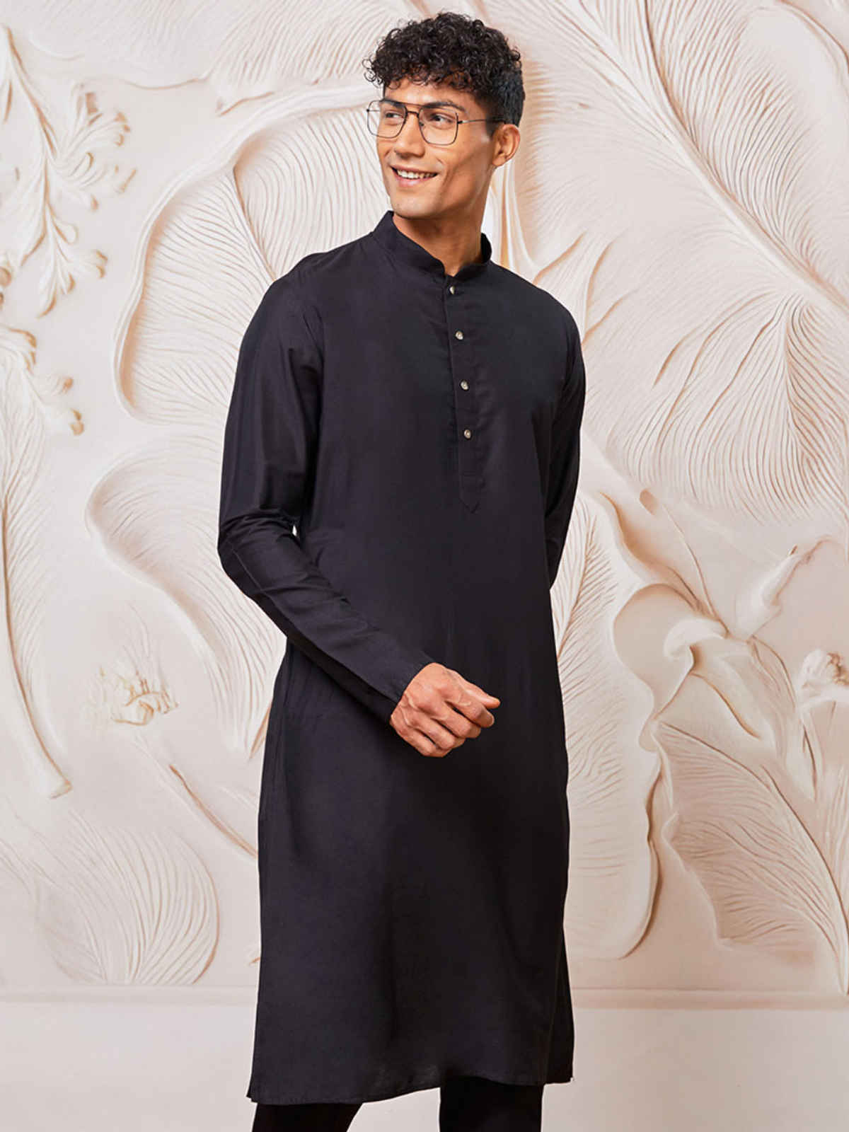 Vastramay Men's Viscose Kurta | Black | L