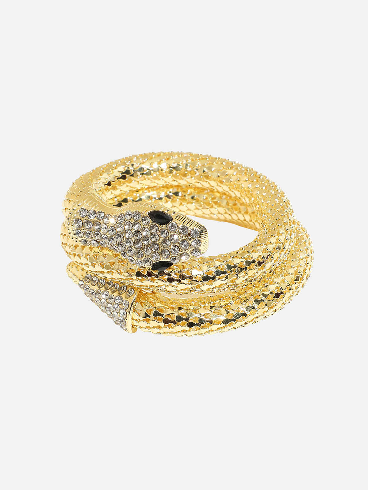 SOHI Women's Gold-Plated Stone Studded Snake Kada Bracelet