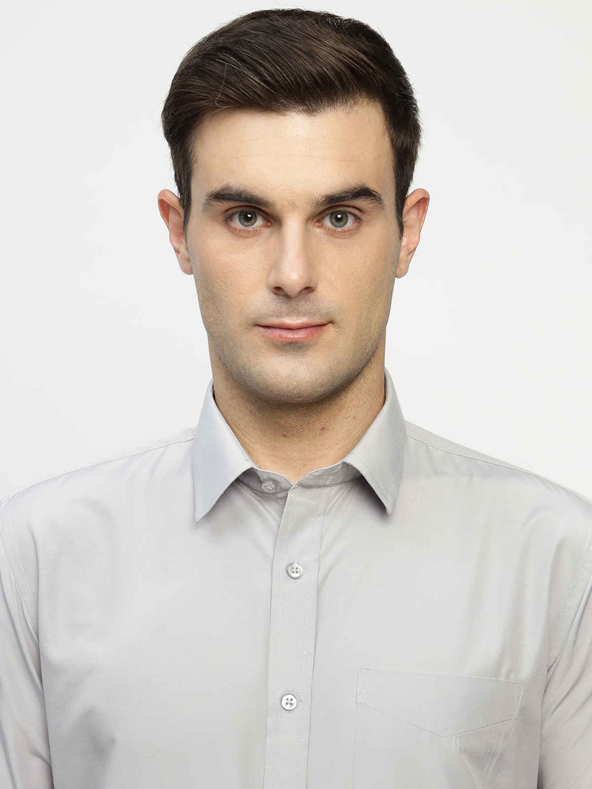 English Navy Men's Polycotton Solid Slim Fit Formal Shirt | Grey | S