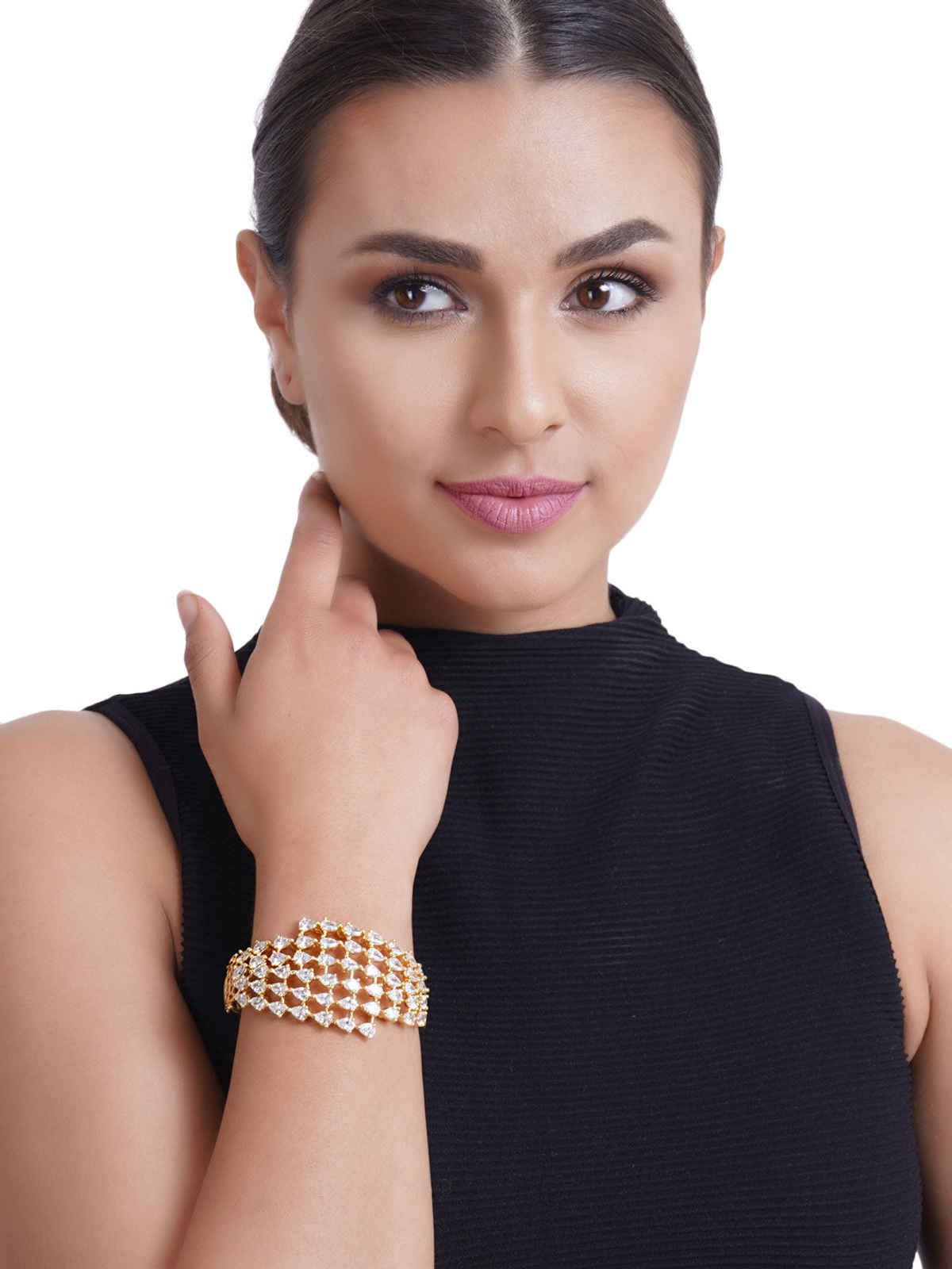 Priyaasi Gold-Plated American Diamond Studded Kada Bracelet