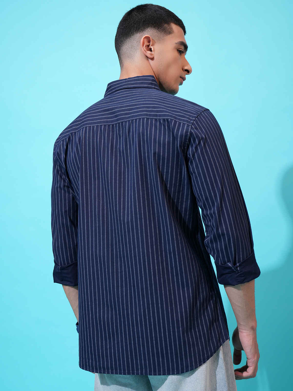 Highlander Men's Checked Slim Fit Shirt | Navy & Grey | L