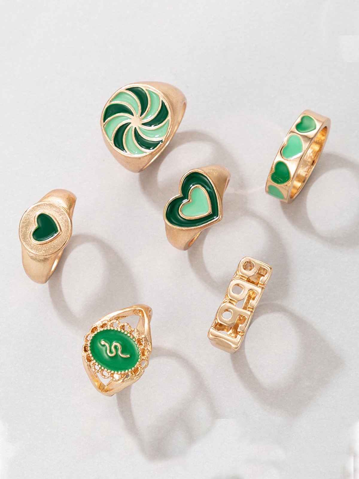 YouBella Jewellery Gold Plated Enamelled Combo of Rings for Girls and Women (YBRG - 20139)