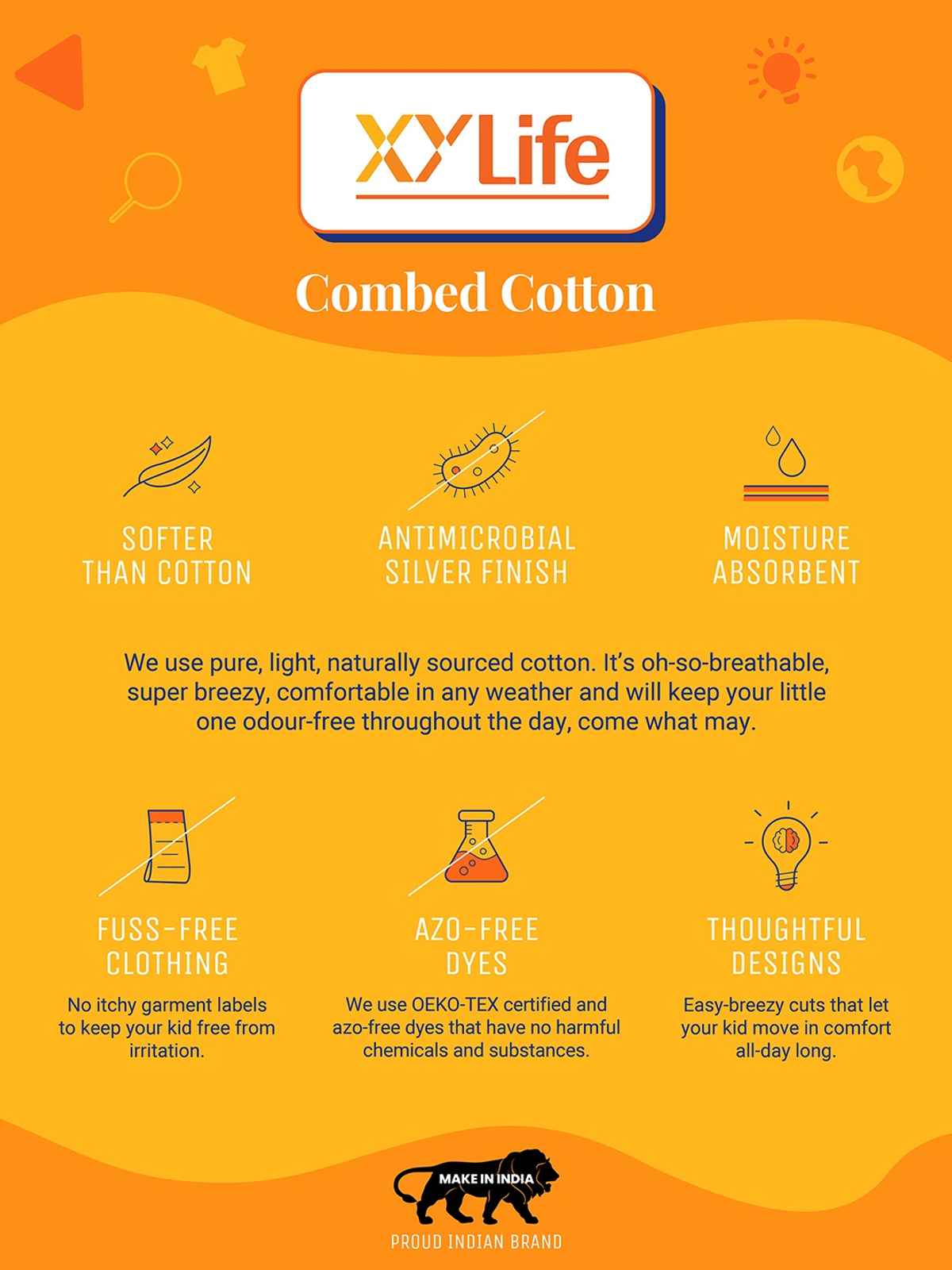 Xy Life Kids T-shirts for Boys | 100% Combed Cotton | Antimicrobial Finish | 9-10Y | True Blue