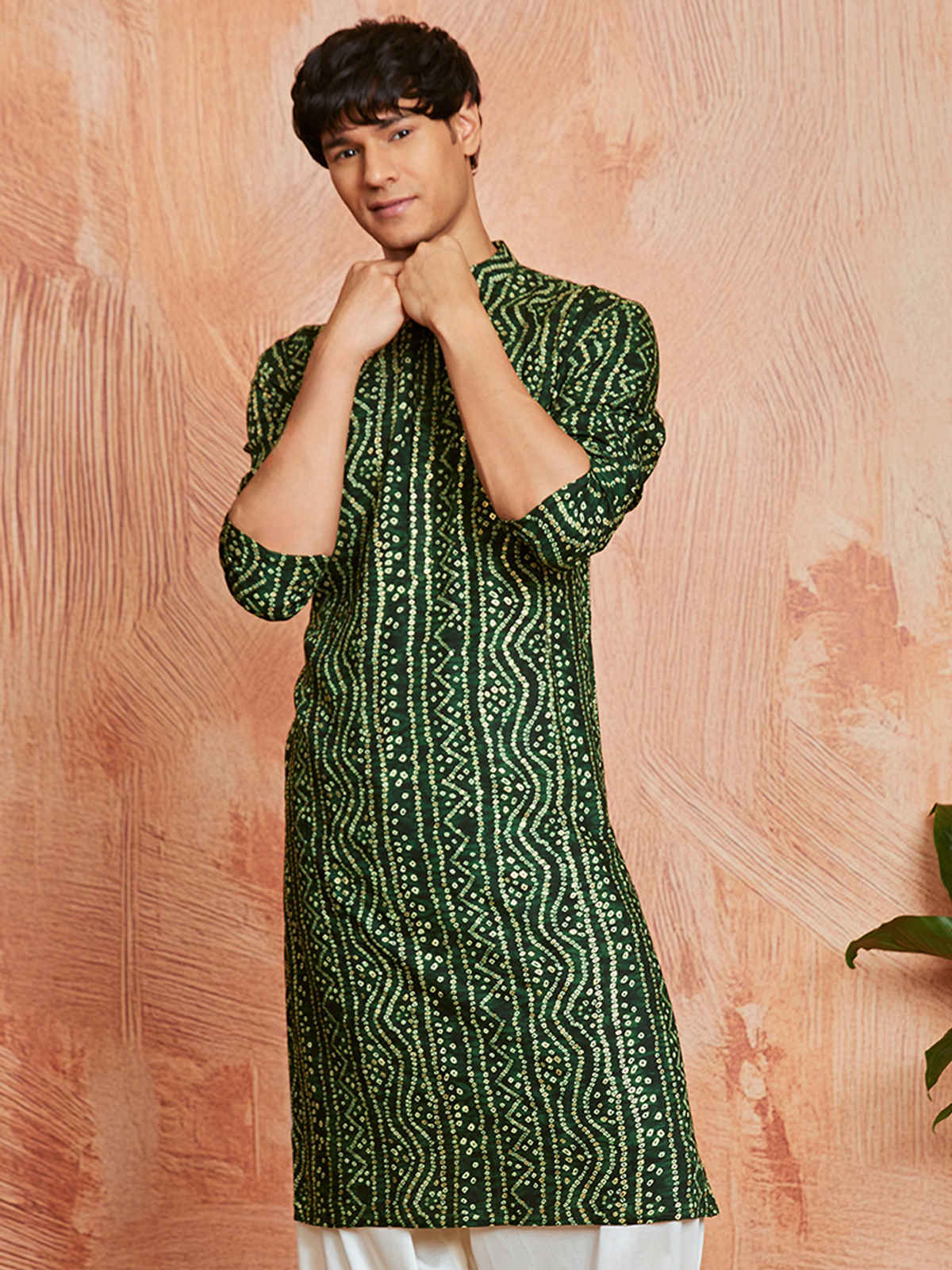 Vastramay Men's Rayon Kurta | Green - L