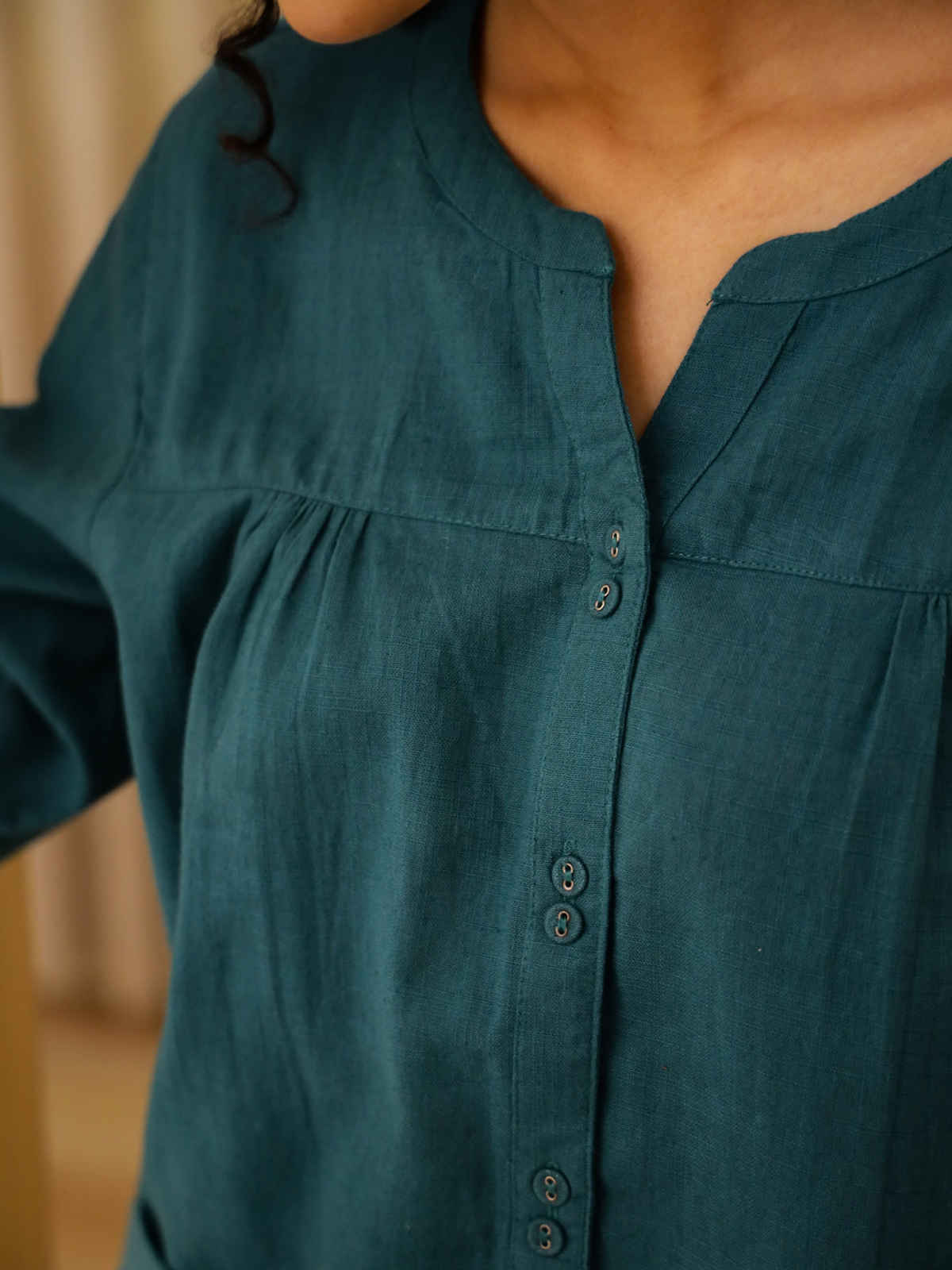 Sanskrutihomes Women's Pure Cotton Night suits | SE-NSP-707 | Teal - M