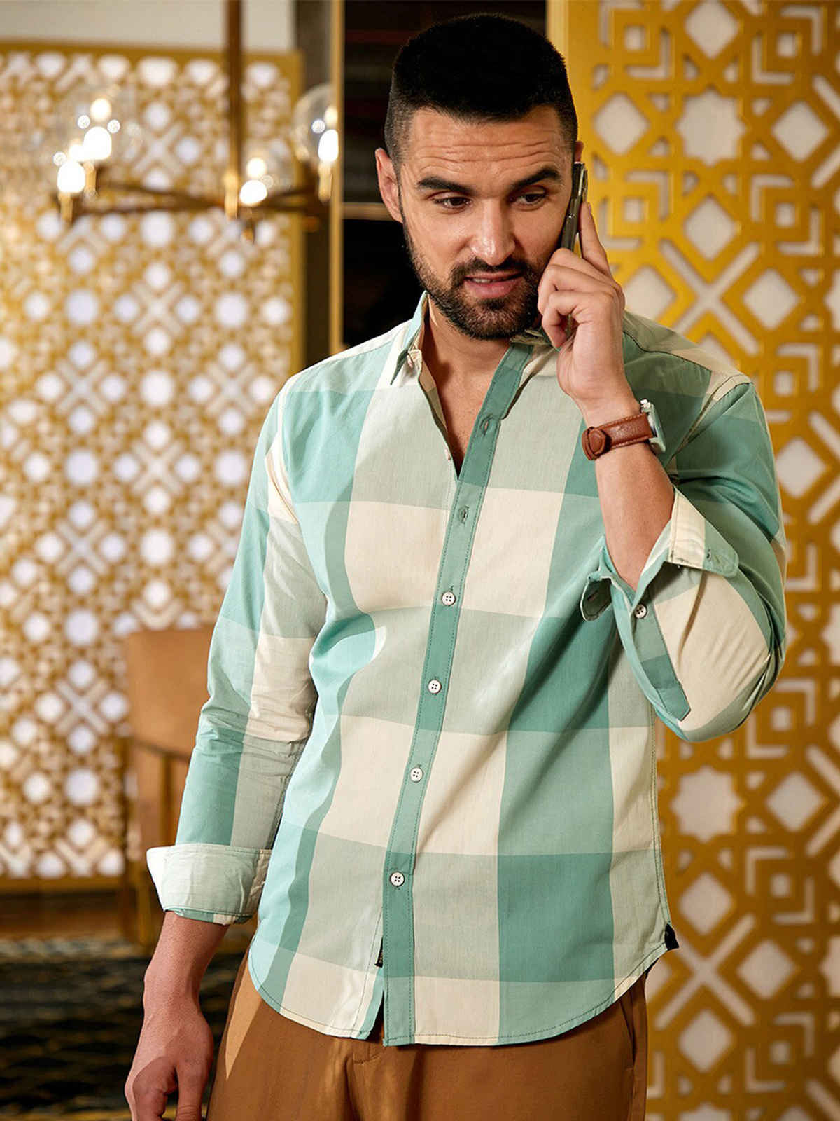 Campus Sutra Men's Cotton Check Shirt | Multicolour - M