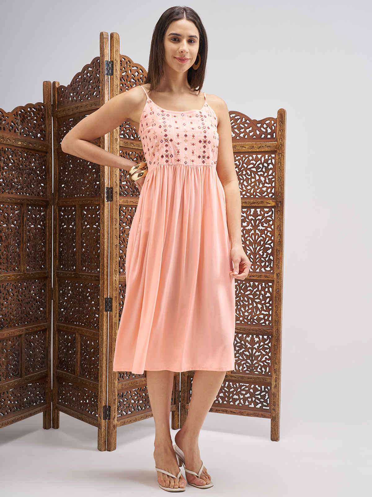 Vishudh Women's Ethnic Dress | Orange - XL