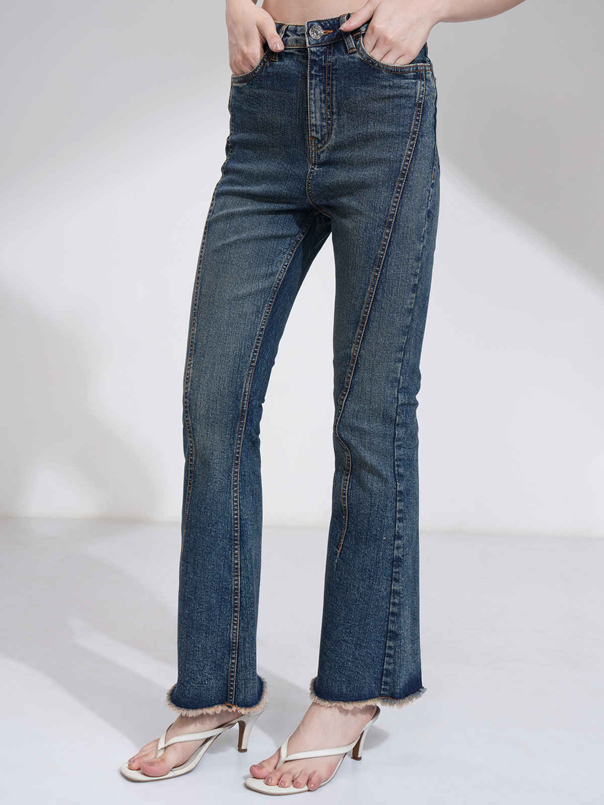 Tokyo Talkies Women's High Waist Bootcut Jeans | Blue - 28