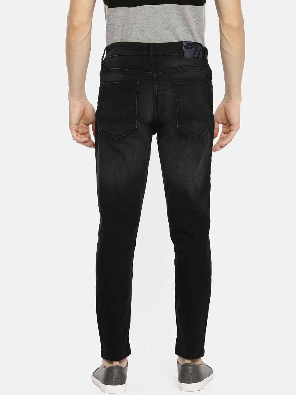 The Indian Garage Co Slim Fit Solid Casual Jeans | Black - 34