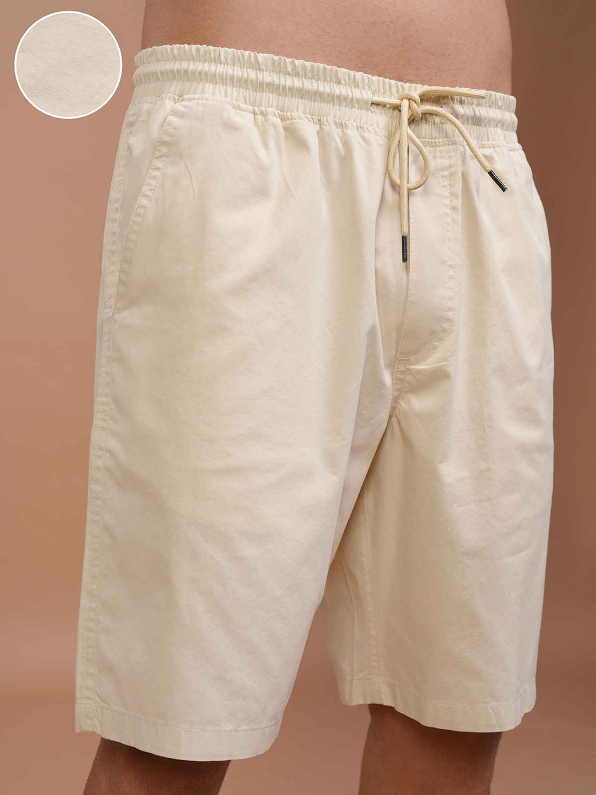 Highlander Men's Solid Regular Fit Shorts | Off White | 32 in