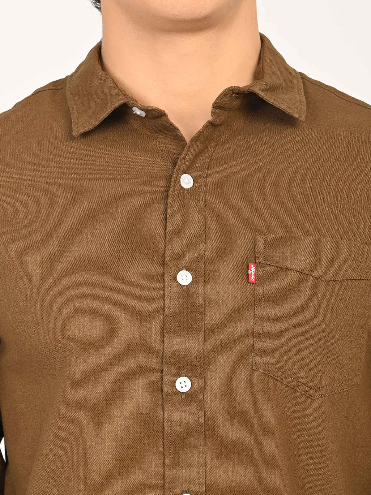 Levi's Men's Solid Slim Fit Shirt | Olive Green | S