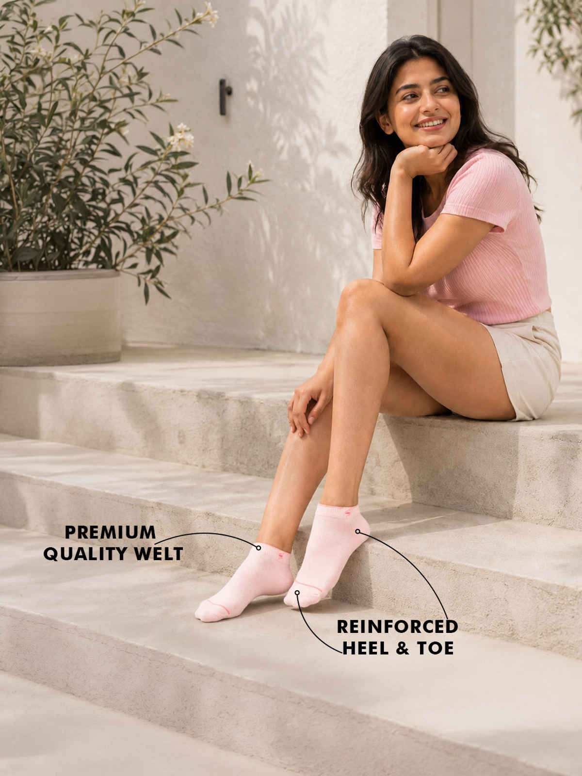 Supersox Women's Solid Combed Cotton Ankle Socks | Pastel - Free Size