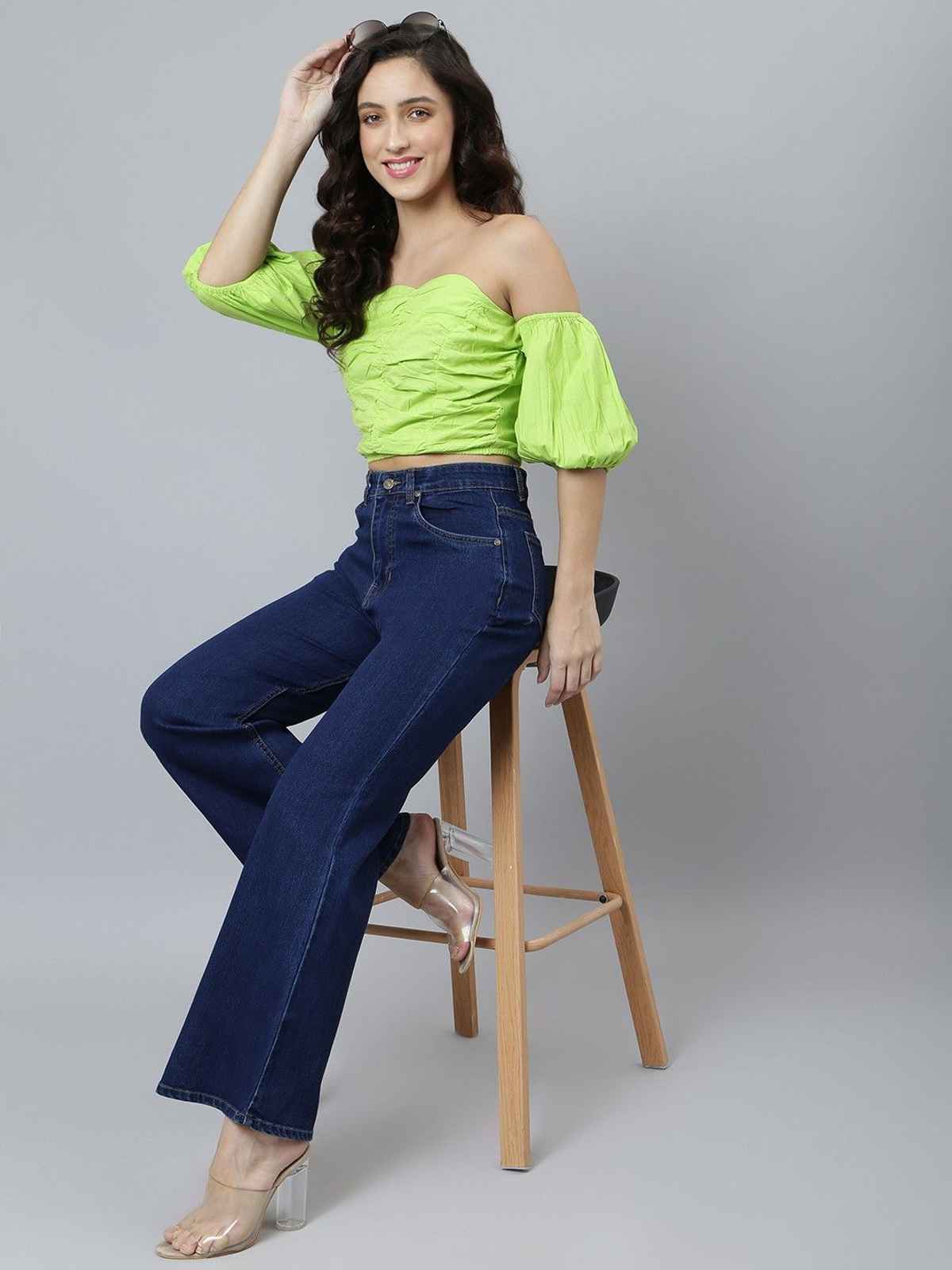 Aadvi Fashion Women's Straight Fit High-Rise Stretchable Jeans | Dark Blue - 28