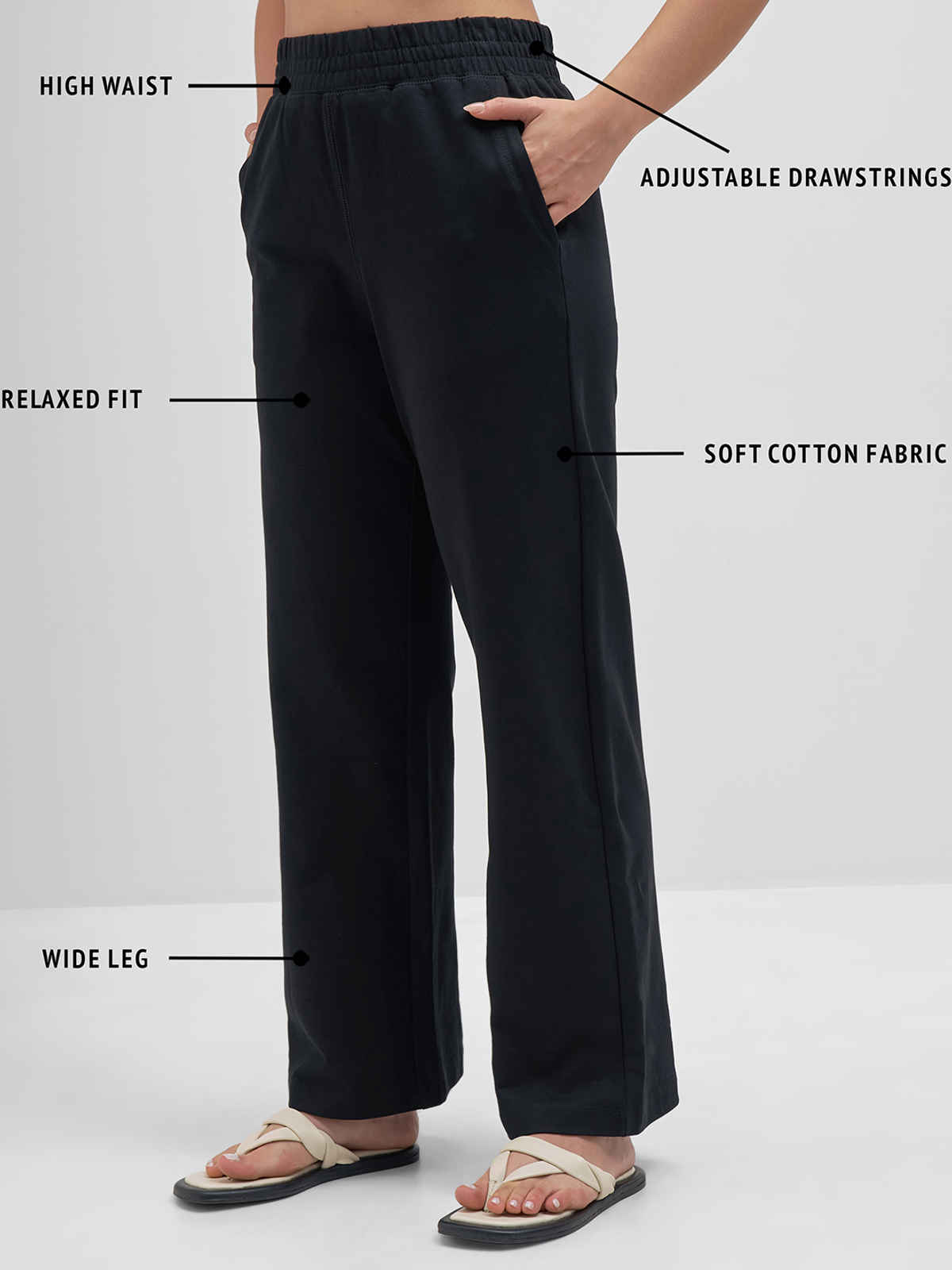 Tokyo Talkies Women Elasticated Straight Fit Trousers | BLACK | 32