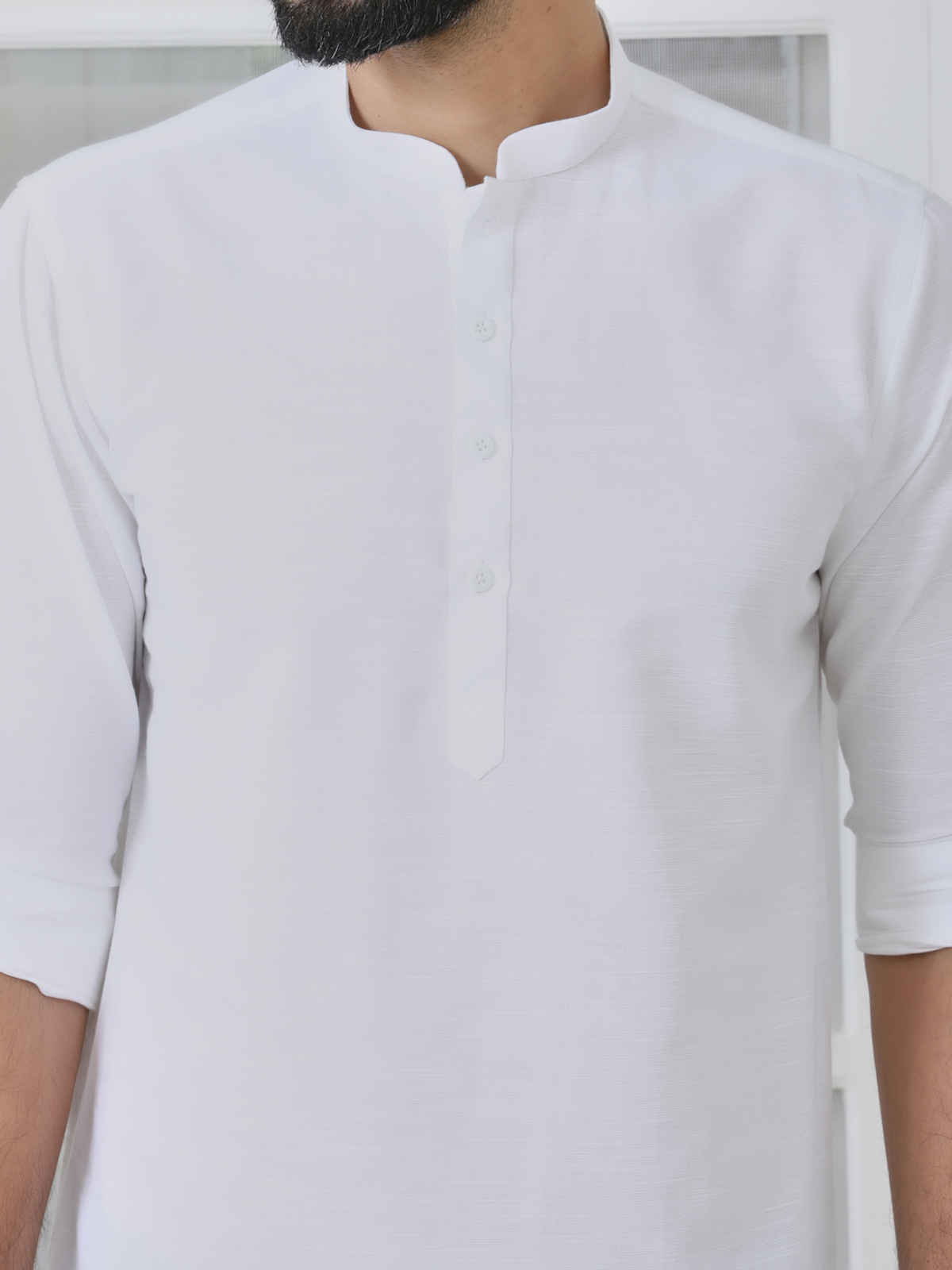 See Designs Men's Deluxe Cotton Short Kurta | Off-White - XL