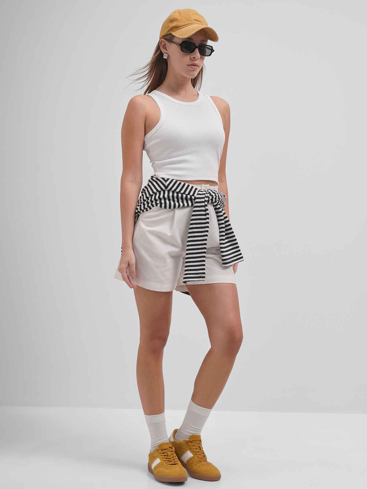 Tokyo Talkies Women Round Neck Sleeveless Top | WHITE | S