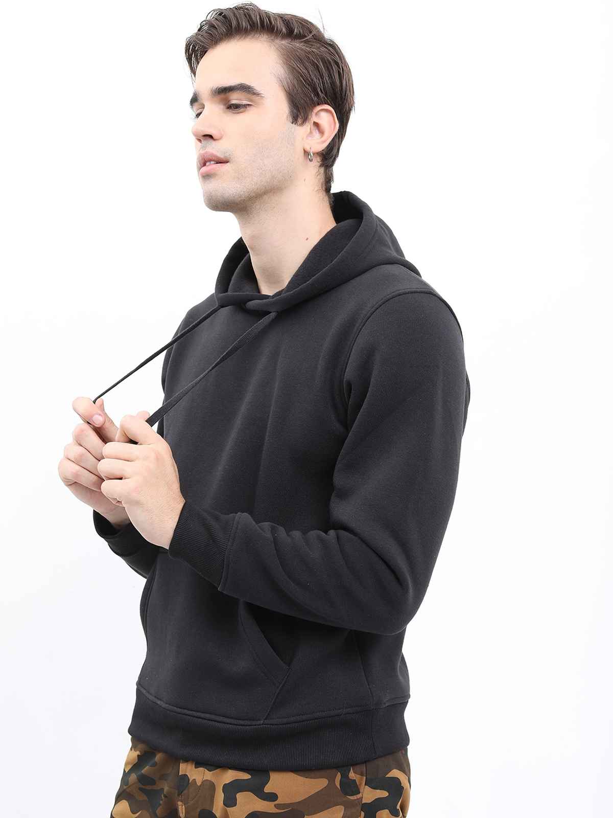 Ketch Men Hooded Pullover Sweatshirt | Black | S