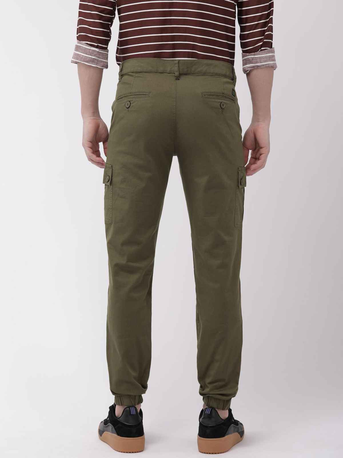 The Indian Garage Co Slim Fit Camouflage Casual Cargos | Olive - 34