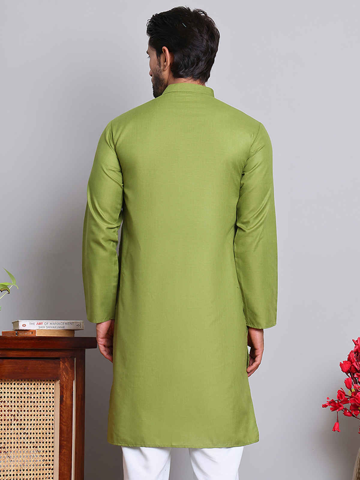 Jompers Men's Kurta | KO 5144 | Olive - S