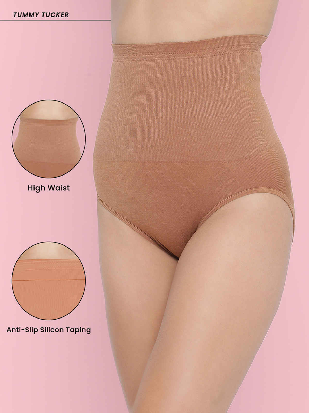 Clovia Women's High Waist Tummy Tucker | Nude - 2XL