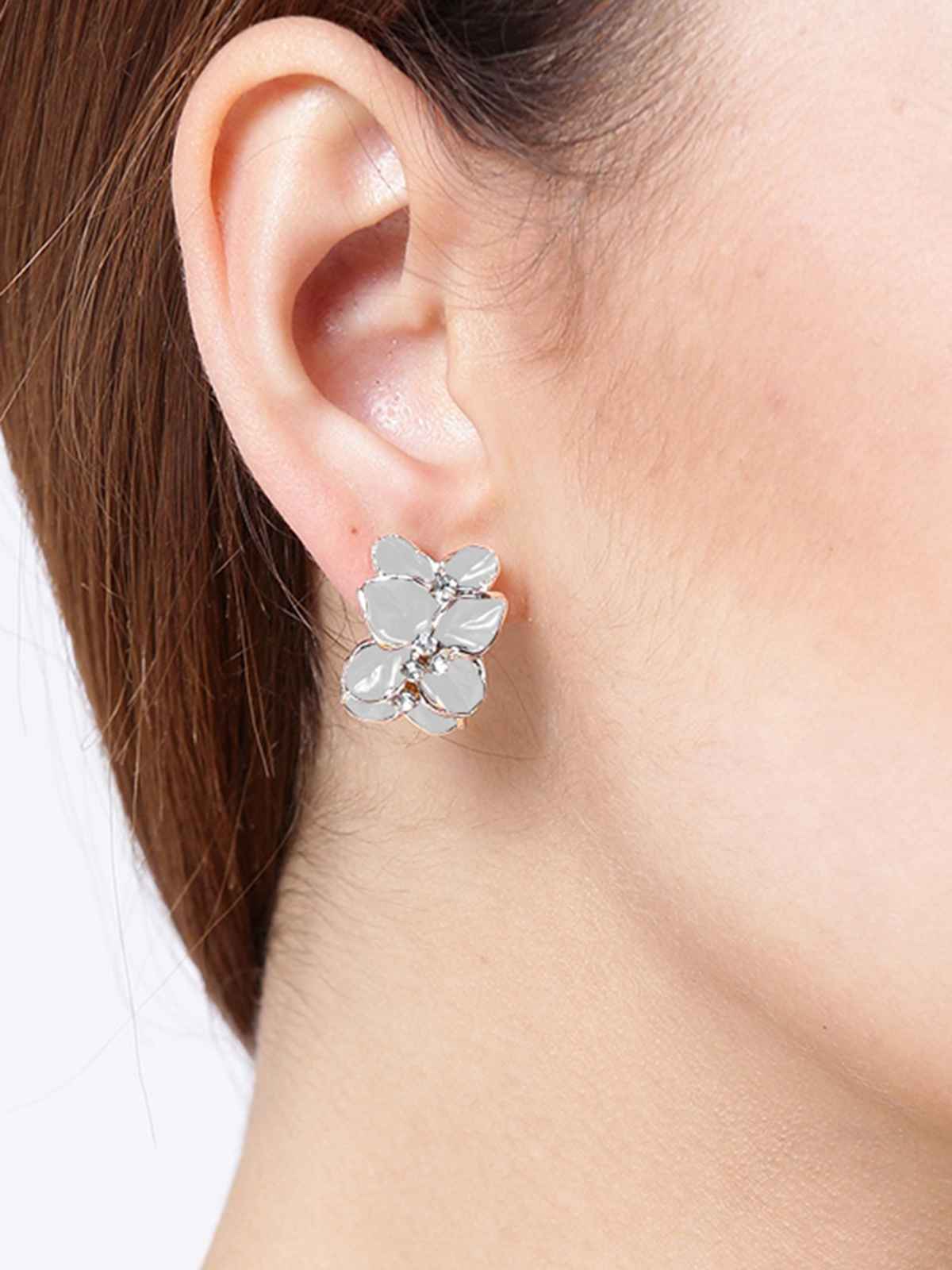 Youbella Earrings For Women Traditional Earrings Tops For Girls And Women (White)(Ybear - 31961)