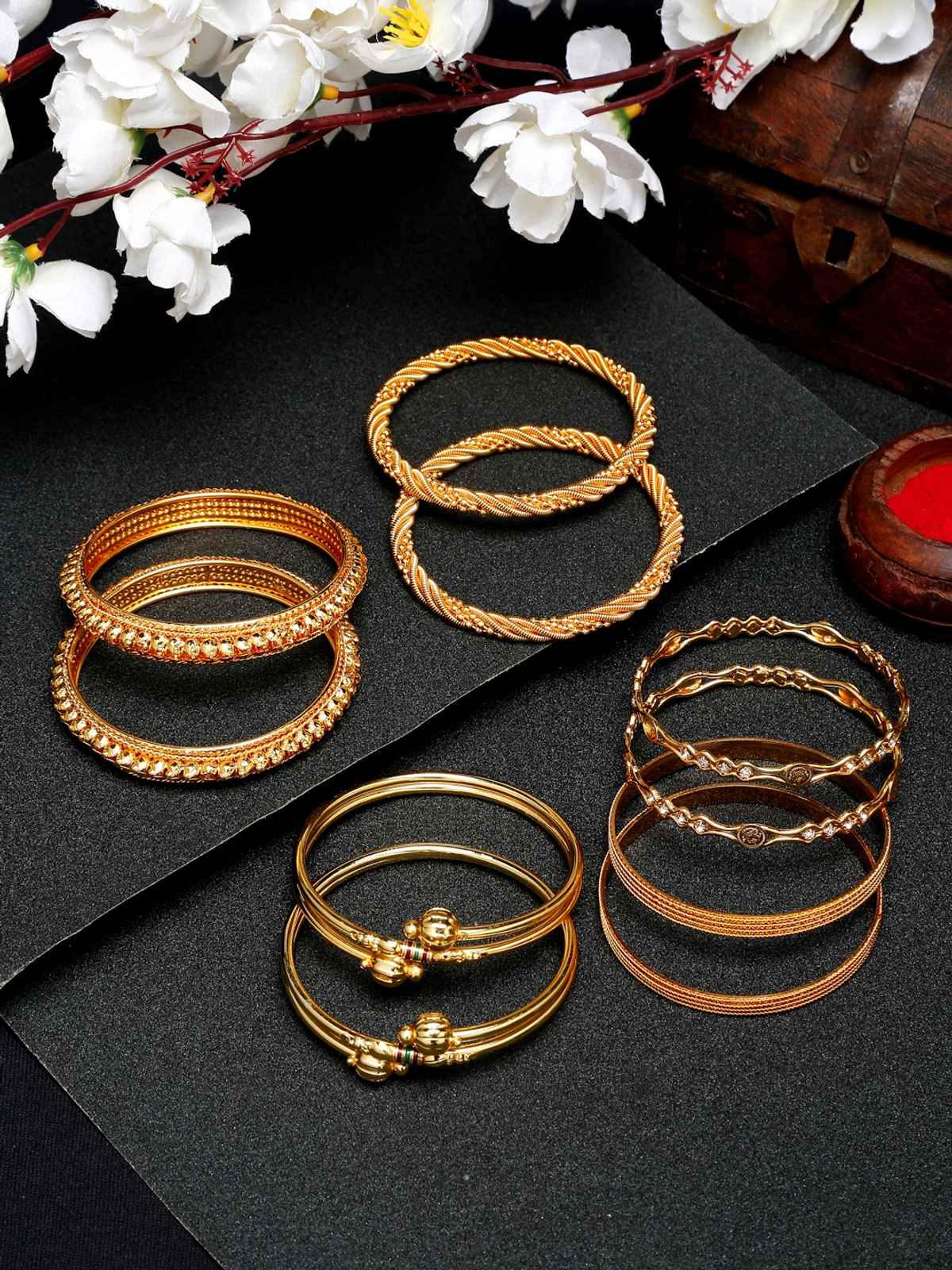 Youbella Stylish Traditional Jewellery Gold Plated Bangle Set For Women (Golden)(Ybbn - 91144 - 2.4)