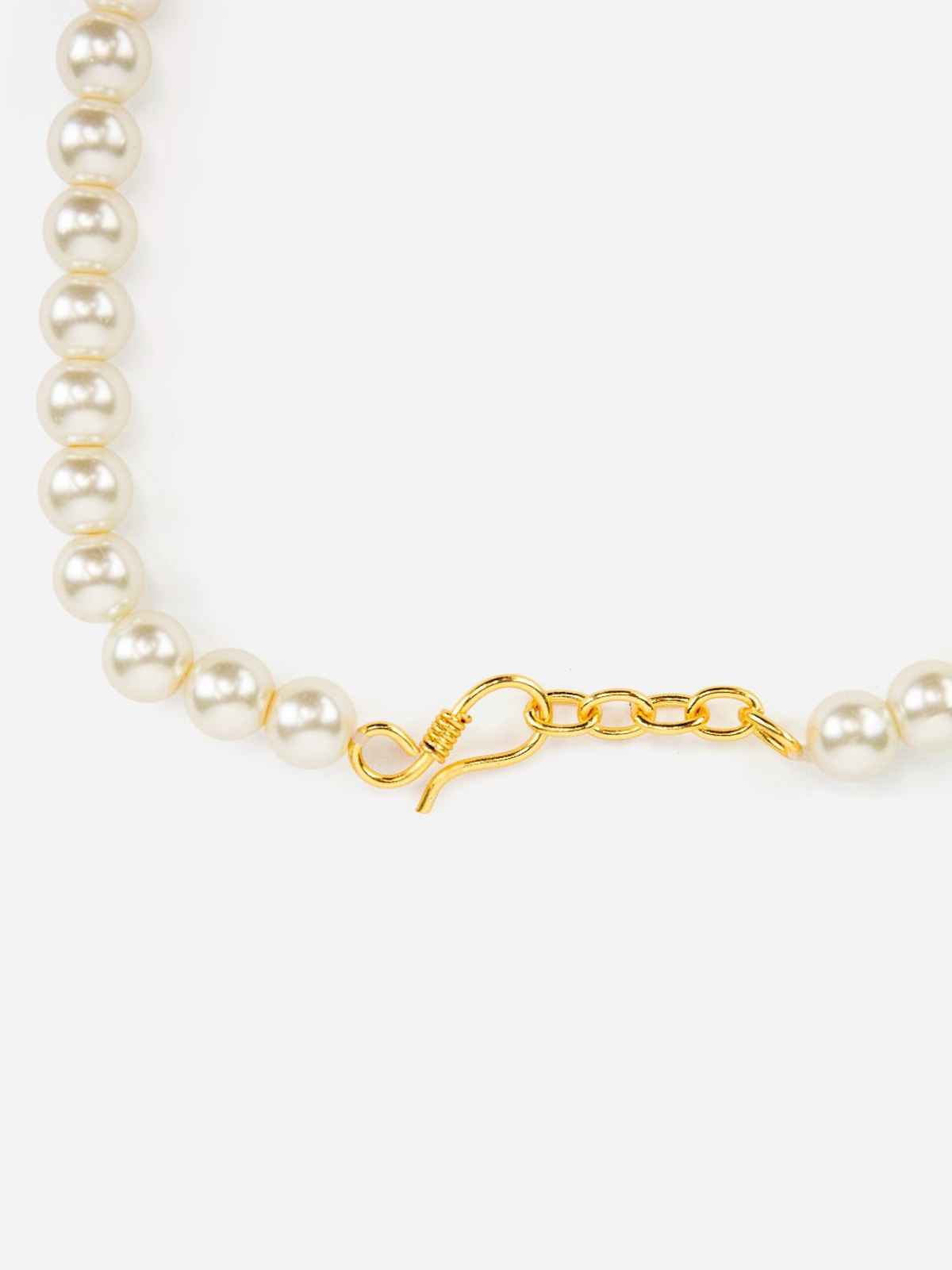 Priyaasi Classic White Pearl Link Gold-Plated Necklace