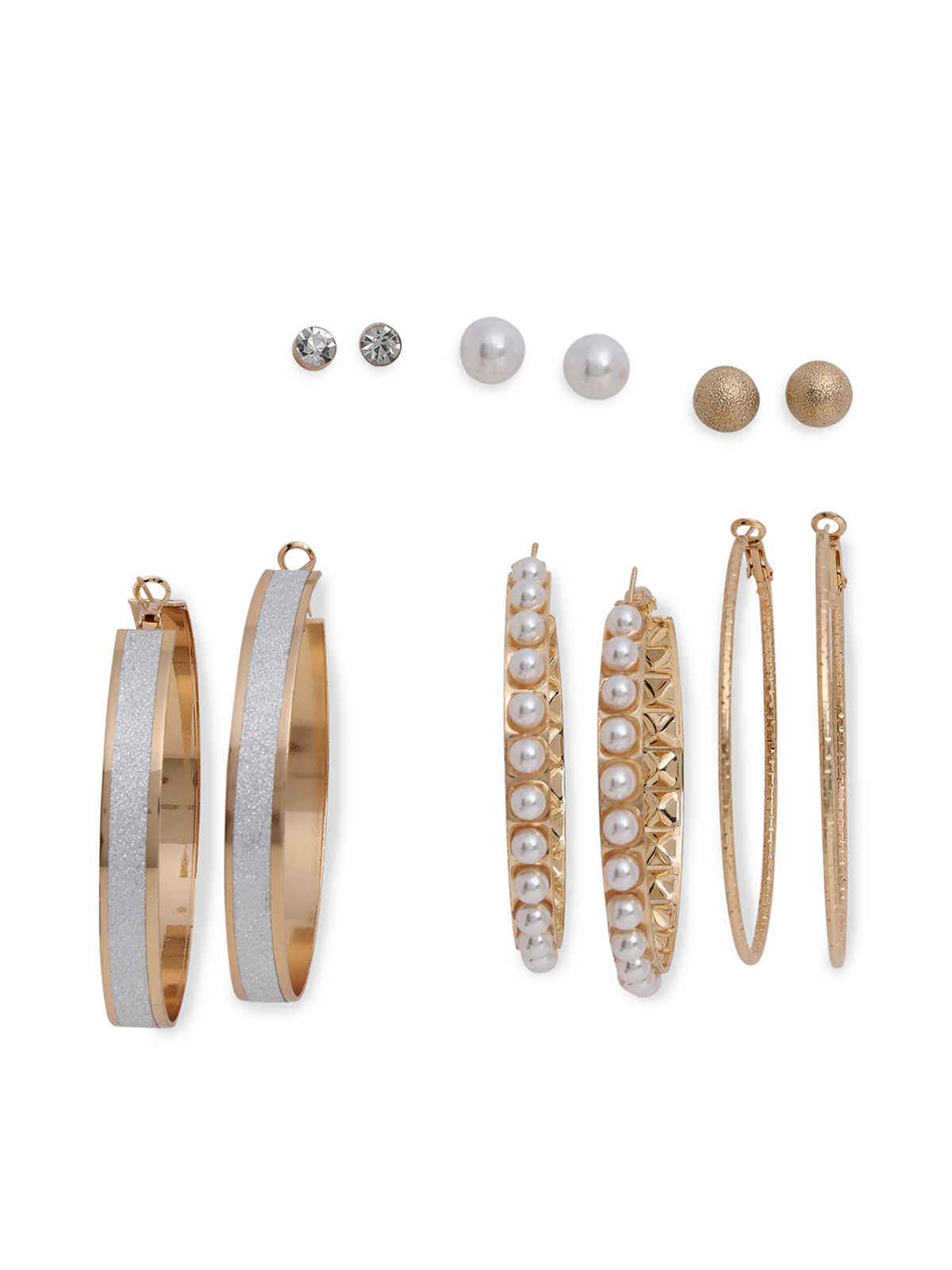 SOHI Women's Set Of 6 Gold-Toned & Plated Contemporary Studs Earrings