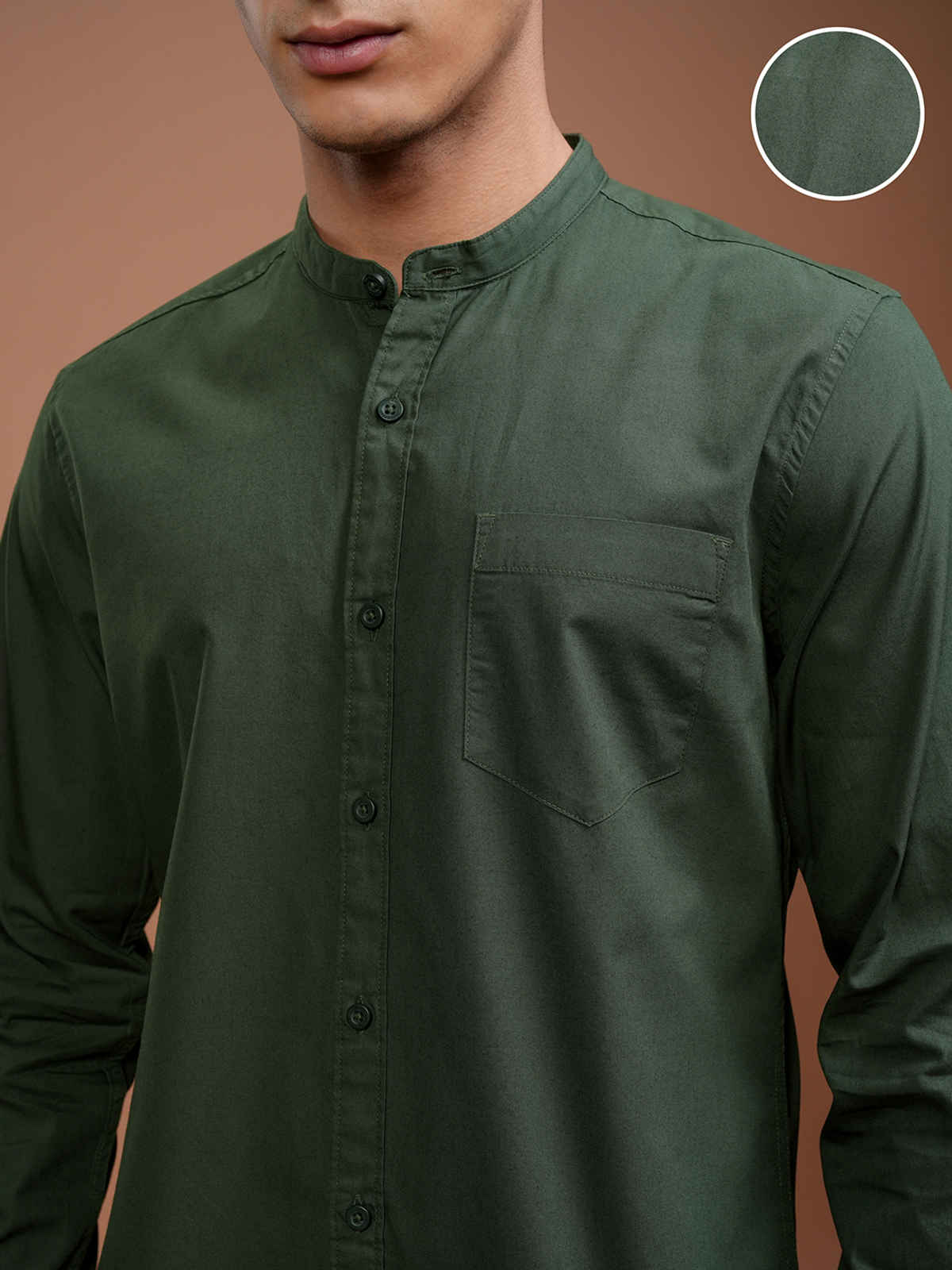 Highlander Men's Slim Fit Casual Shirt | Olive Green - M