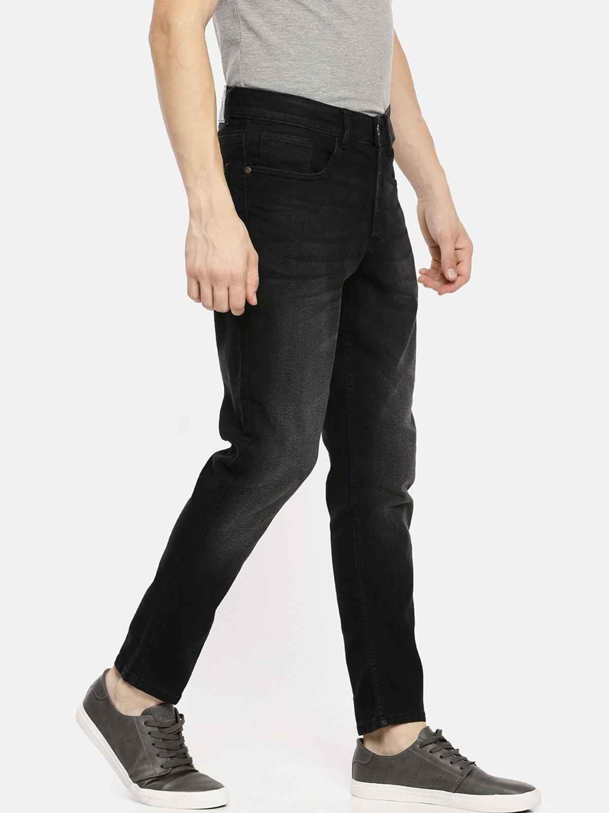 The Indian Garage Co Slim Fit Solid Casual Jeans | Black - 34