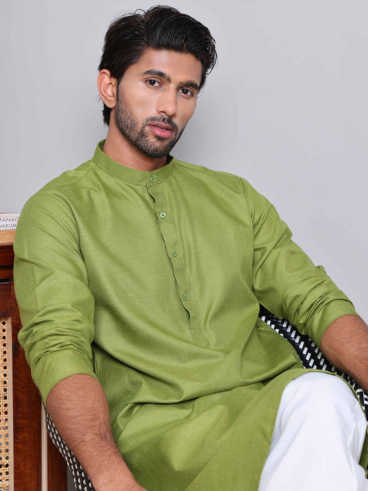 Jompers Men's Kurta | KO 5144 | Olive - S