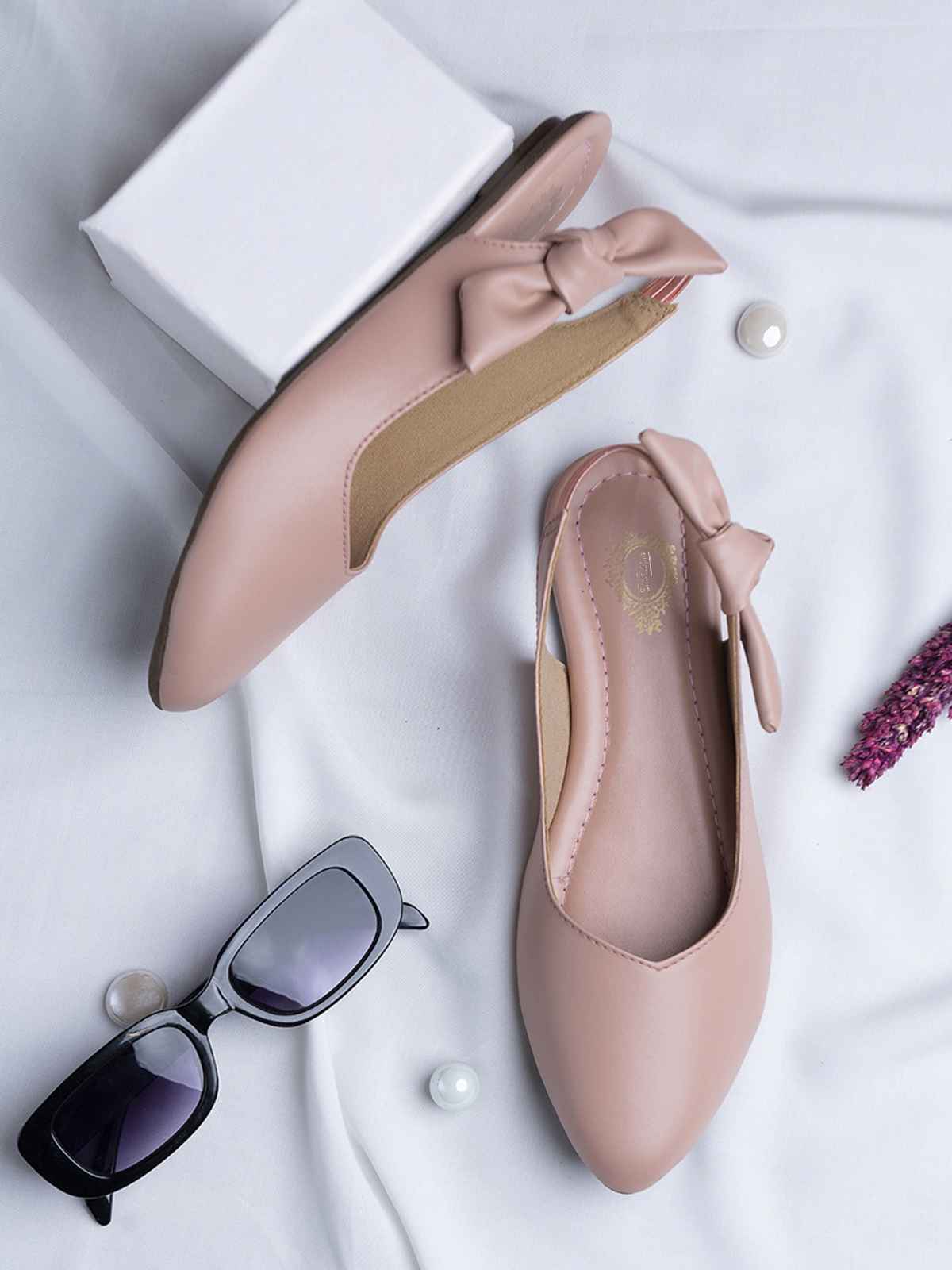 Shoetopia Casual Side Bow Detailed Pink Flat Belly For Women | UK 8