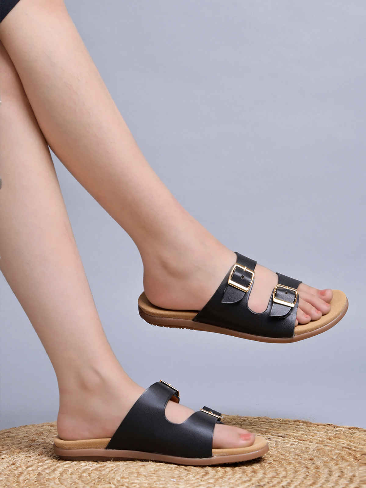Shoetopia Women's Stylish Solid Flats | Aero Black - UK 4