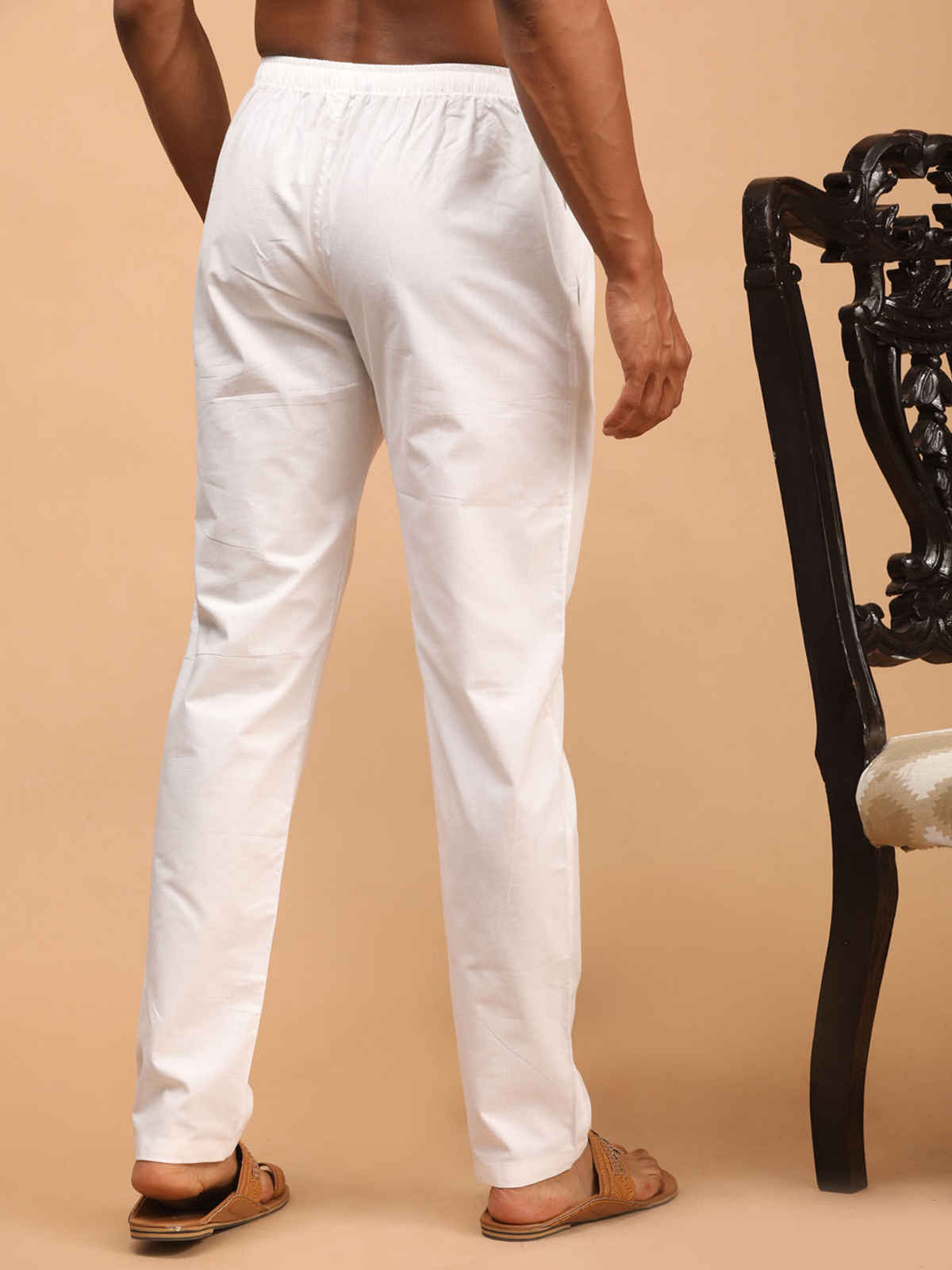 Vastramay Men's Cotton Pant Style Pyjama | White - M