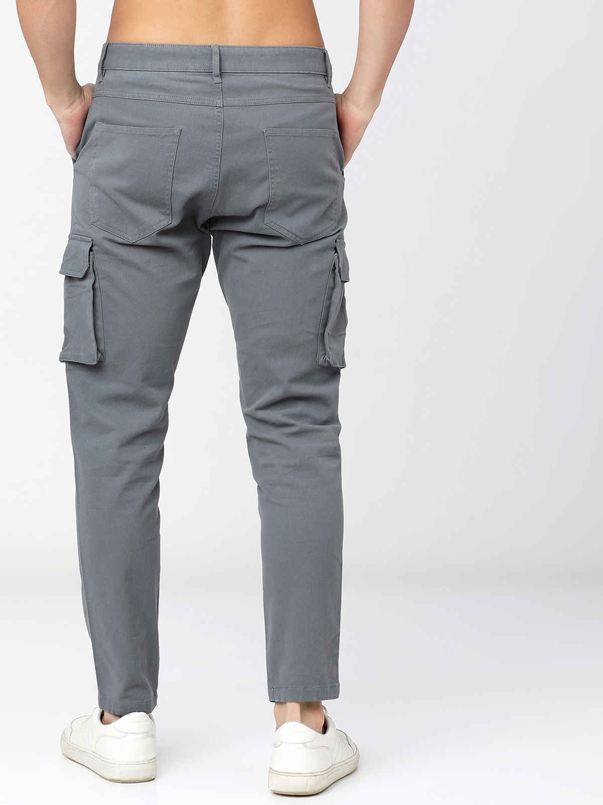 HIGHLANDER Men's Slim Fit Cargo Trousers | Grey - 32