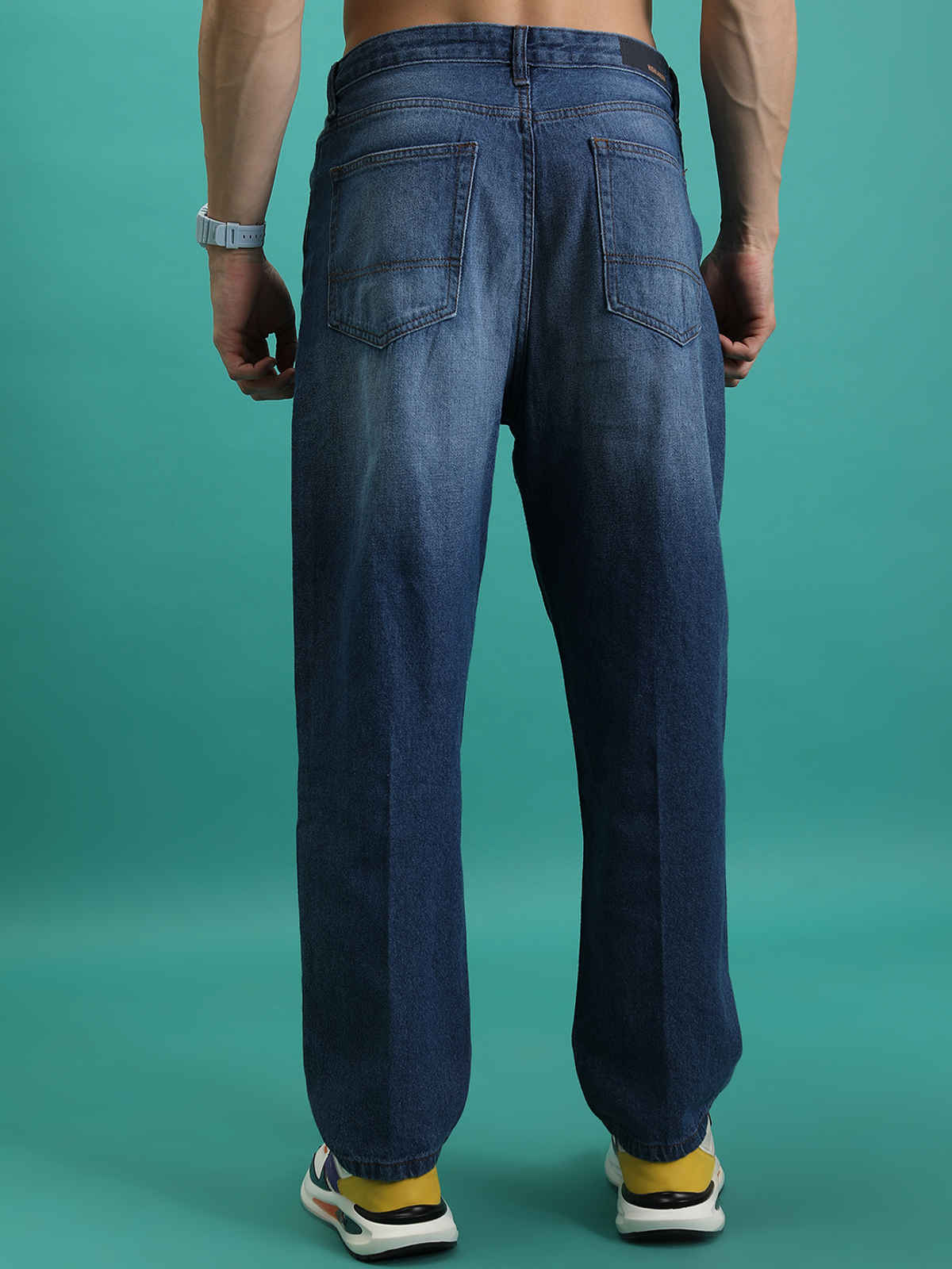 HIGHLANDER Men's Relax Fit Baggy Jeans | Blue - 36