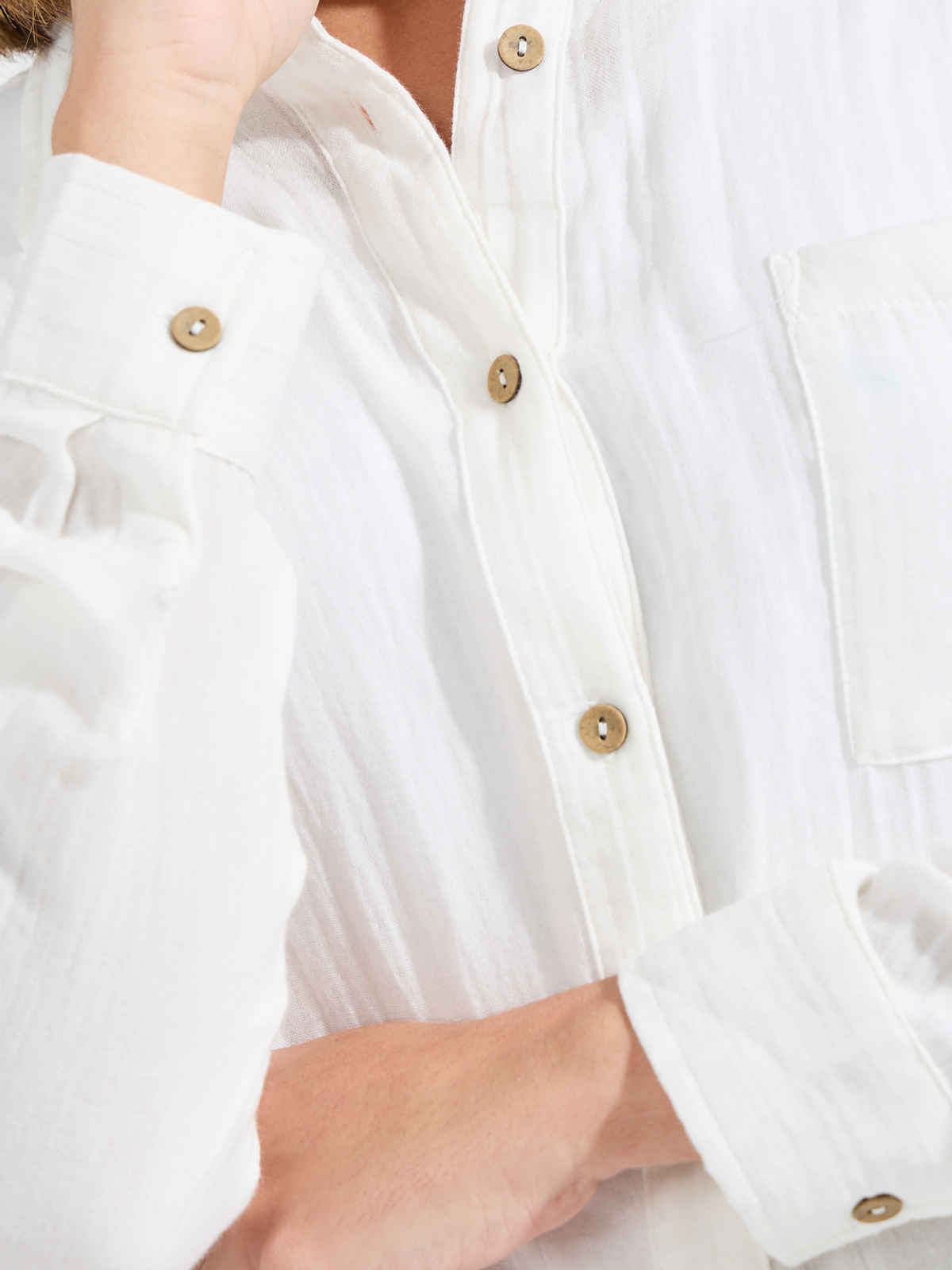 Styli Women's Longline Oversized Fit Shirt with Solid Design | White - M