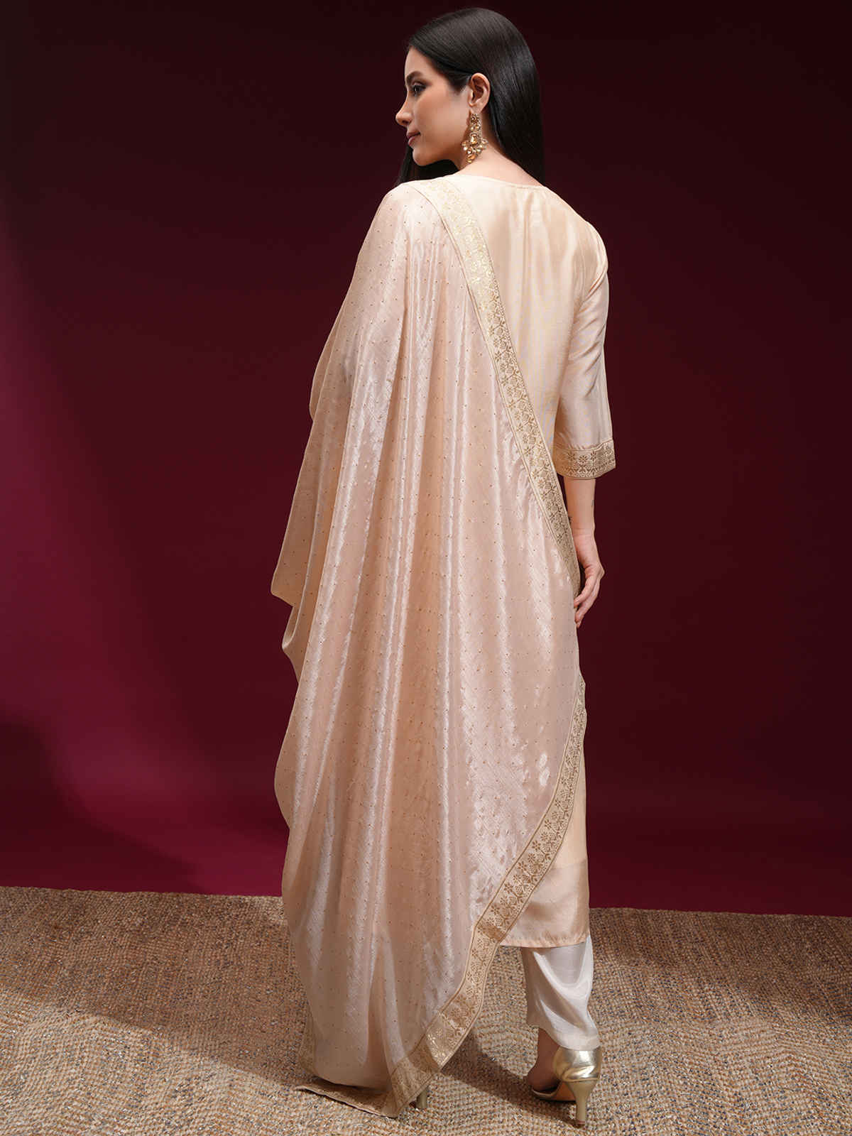 Vishudh Women's Kurta Sets | Beige - M