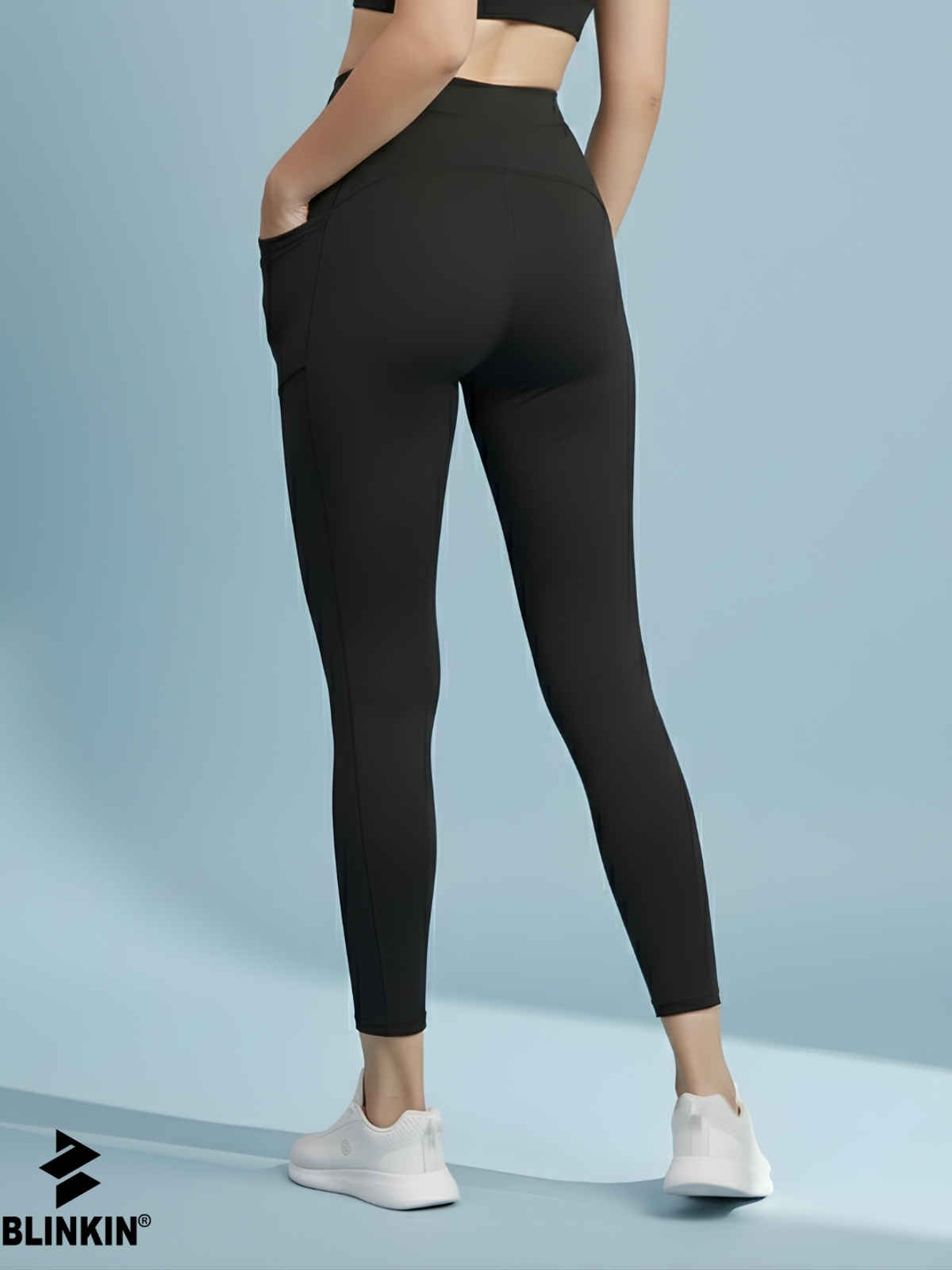 Blinkin Women's Gym Pants & Tights - Black | Stretchable | With Side Pockets | S