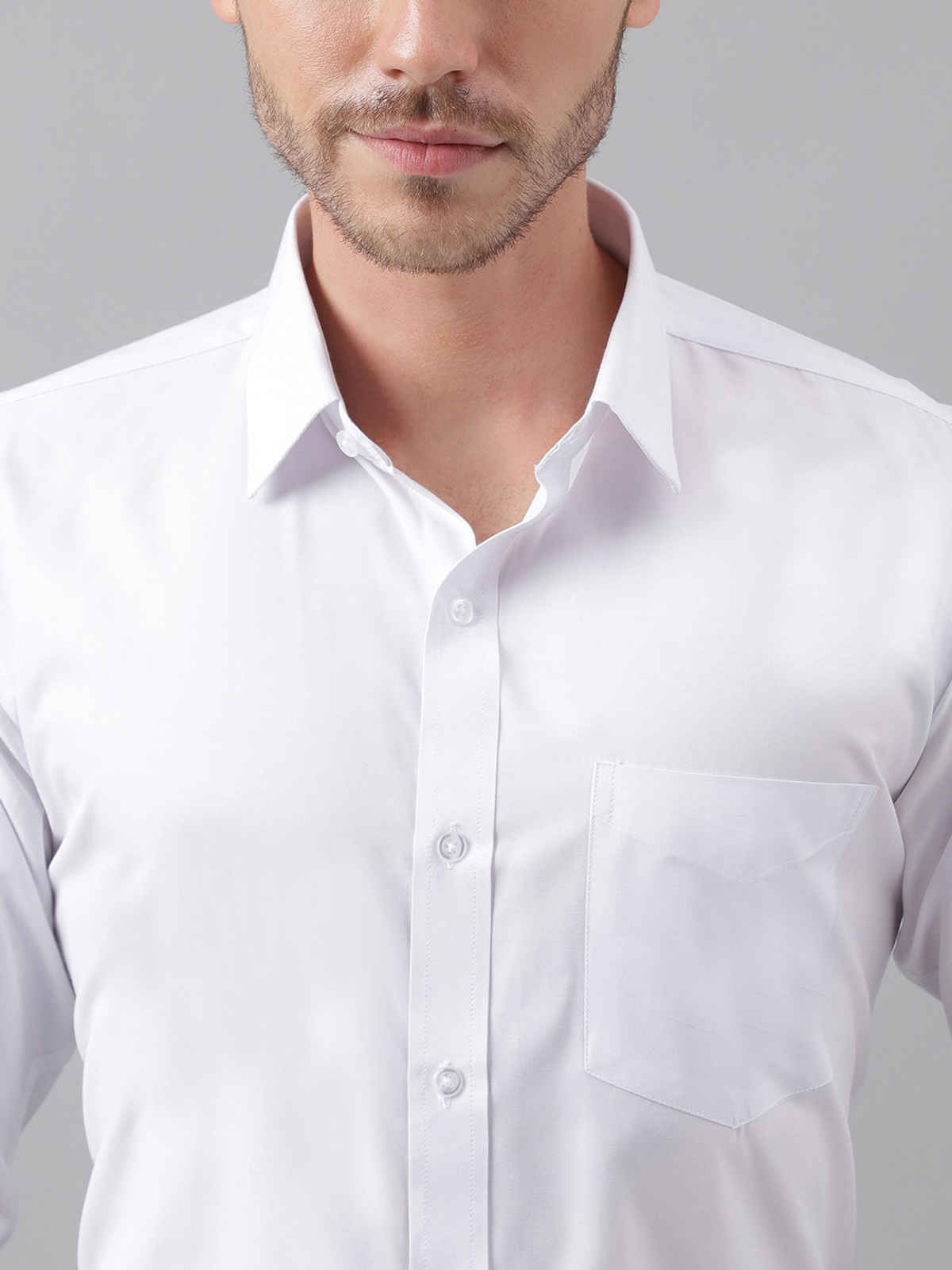 English Navy Men's Polycotton Solid Slim Fit Spread Collar Formal Shirt | White - S