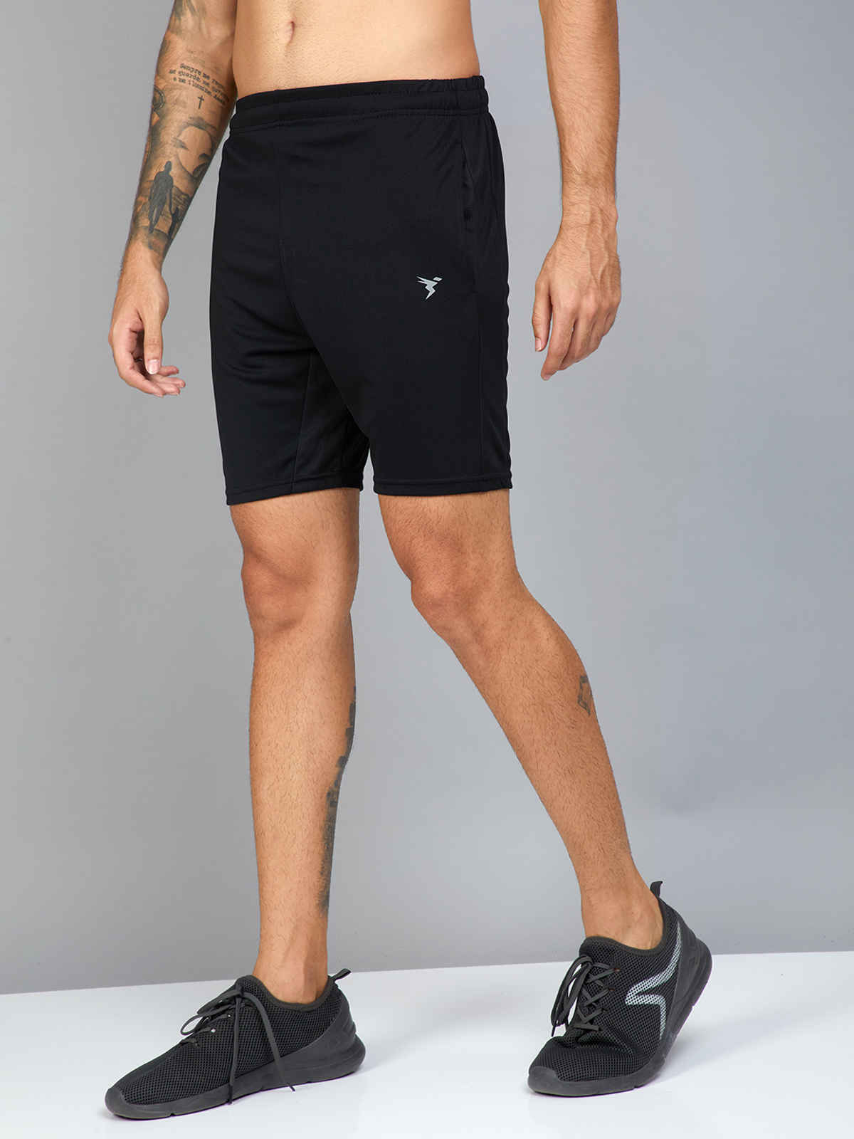 Technosport Men's Solid Slim Fit Sports Shorts with TECHNO DRY| Black - M