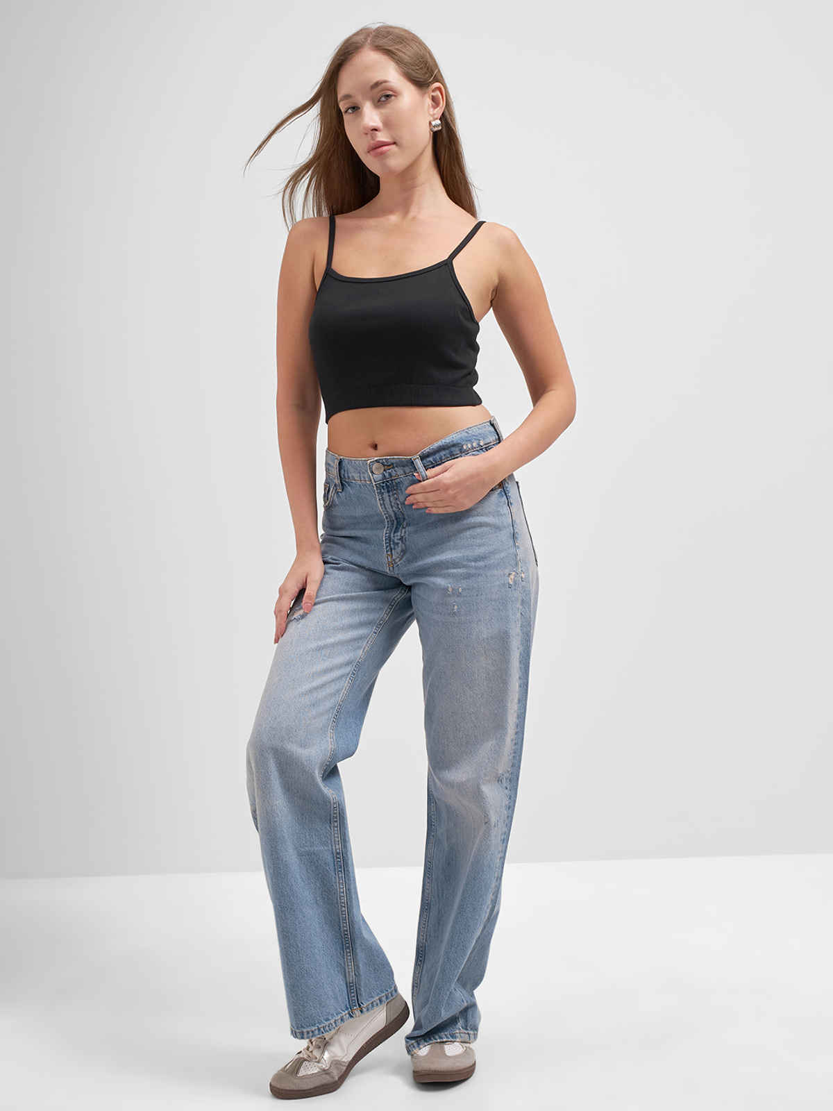 Tokyo Talkies Women Strappy Bustier Cami Crop Top | BLACK | M